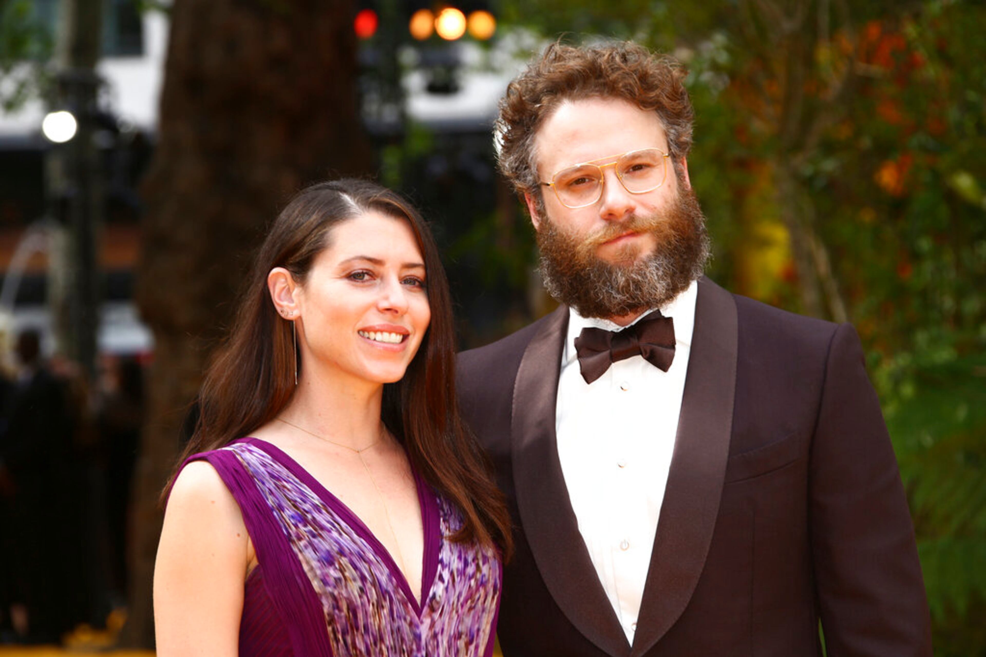 Actors Seth Rogen, right, and Lauren Miler pose for photographers upon arrival at the 'Lion King' European premiere in central London, Sunday, July 14, 2019. (Photo by Joel C Ryan/Invision/AP)