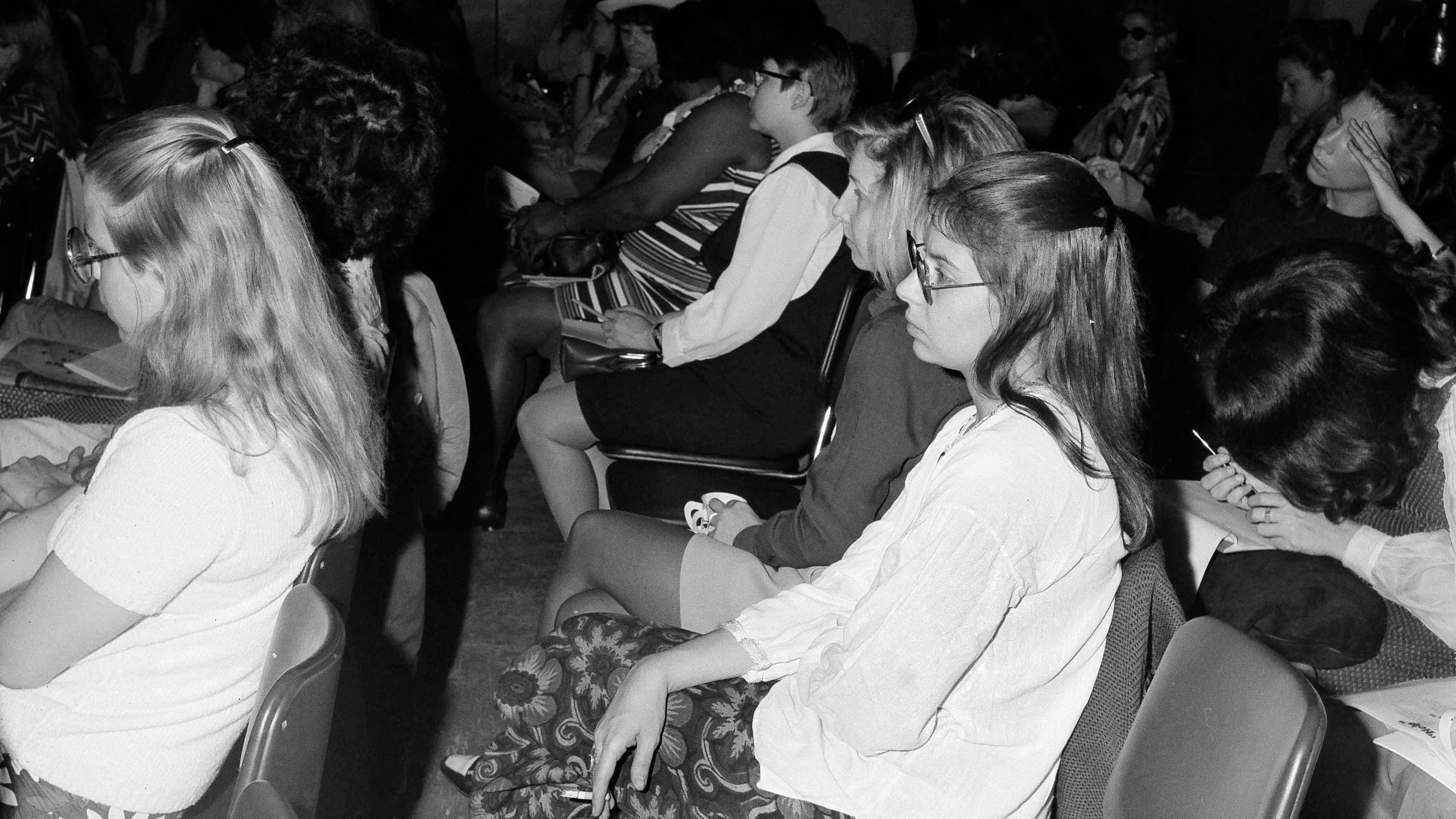 FILE - Women's rights activist Robin Morgan attends a Women's Liberation conference in New York on May 28, 1970. (AP Photo/Ed Ford, File)