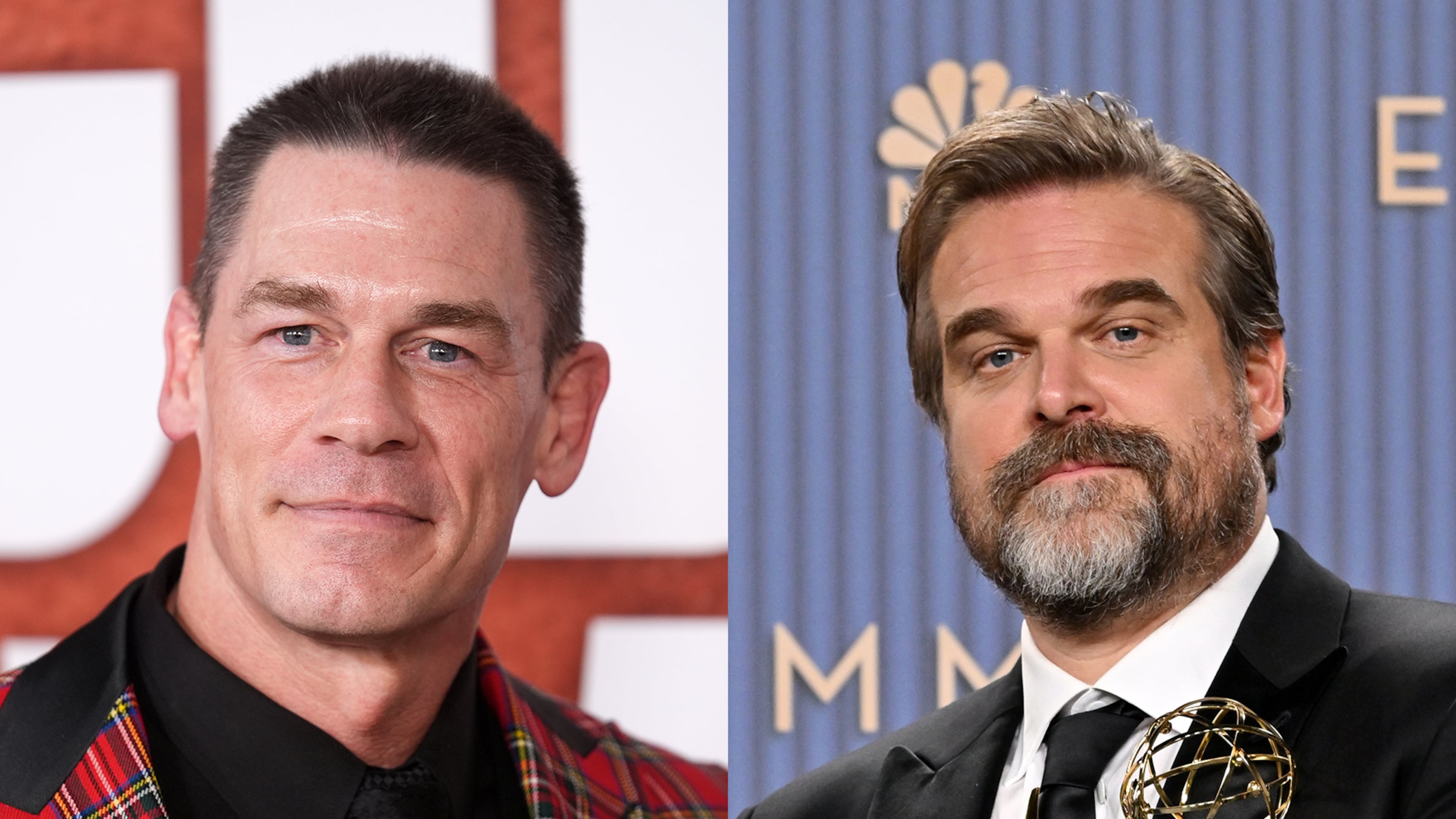 John Cena (left) and David Harbour will star in the new comedy “The Family Disappears,” which is set to begin production in metro Atlanta in November. (Associated Press)
