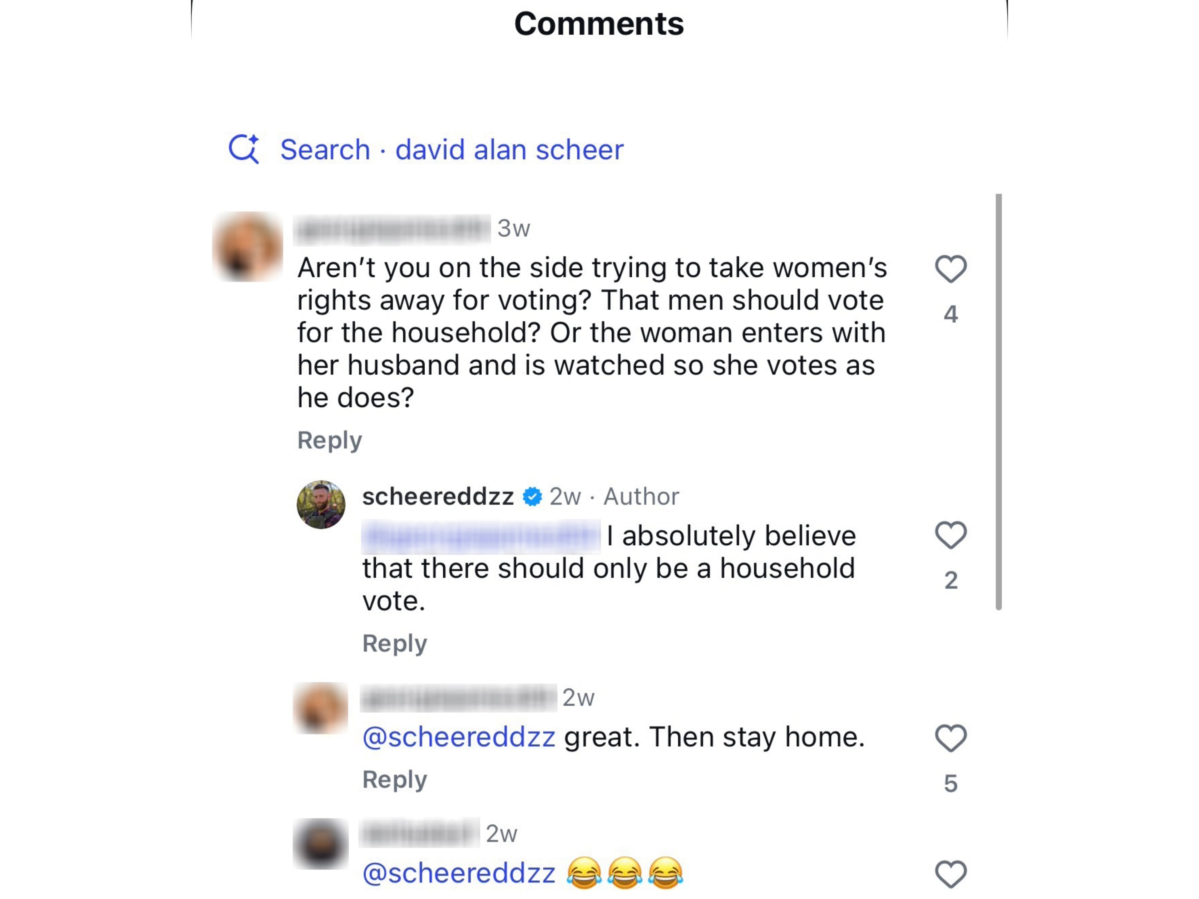 David Alan Scheer II continues to stir online outrage with posts like the one pictured here. (Screenshot)