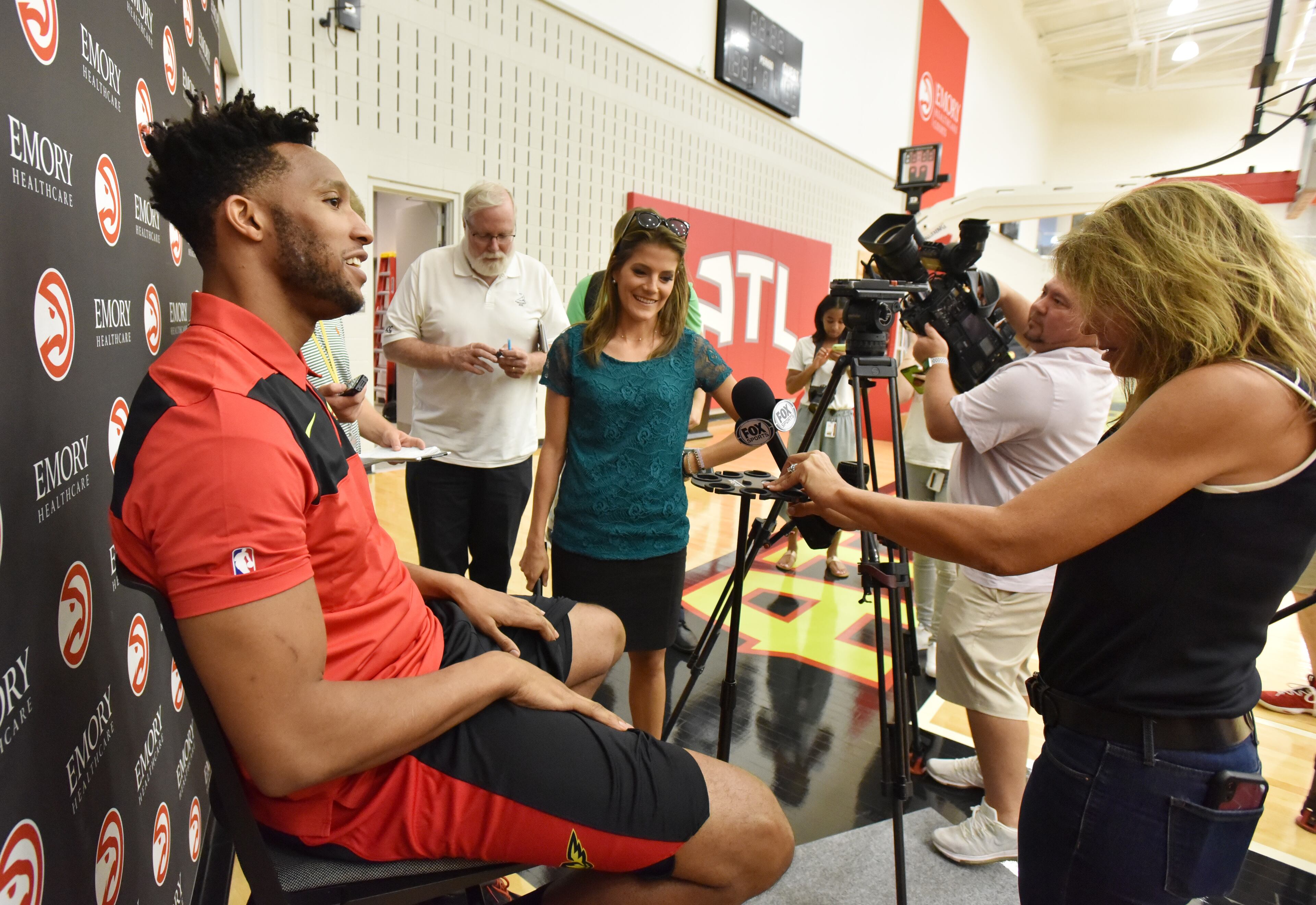 Evan Turner speaks during a press conference. HYOSUB SHIN / HSHIN@AJC.COM