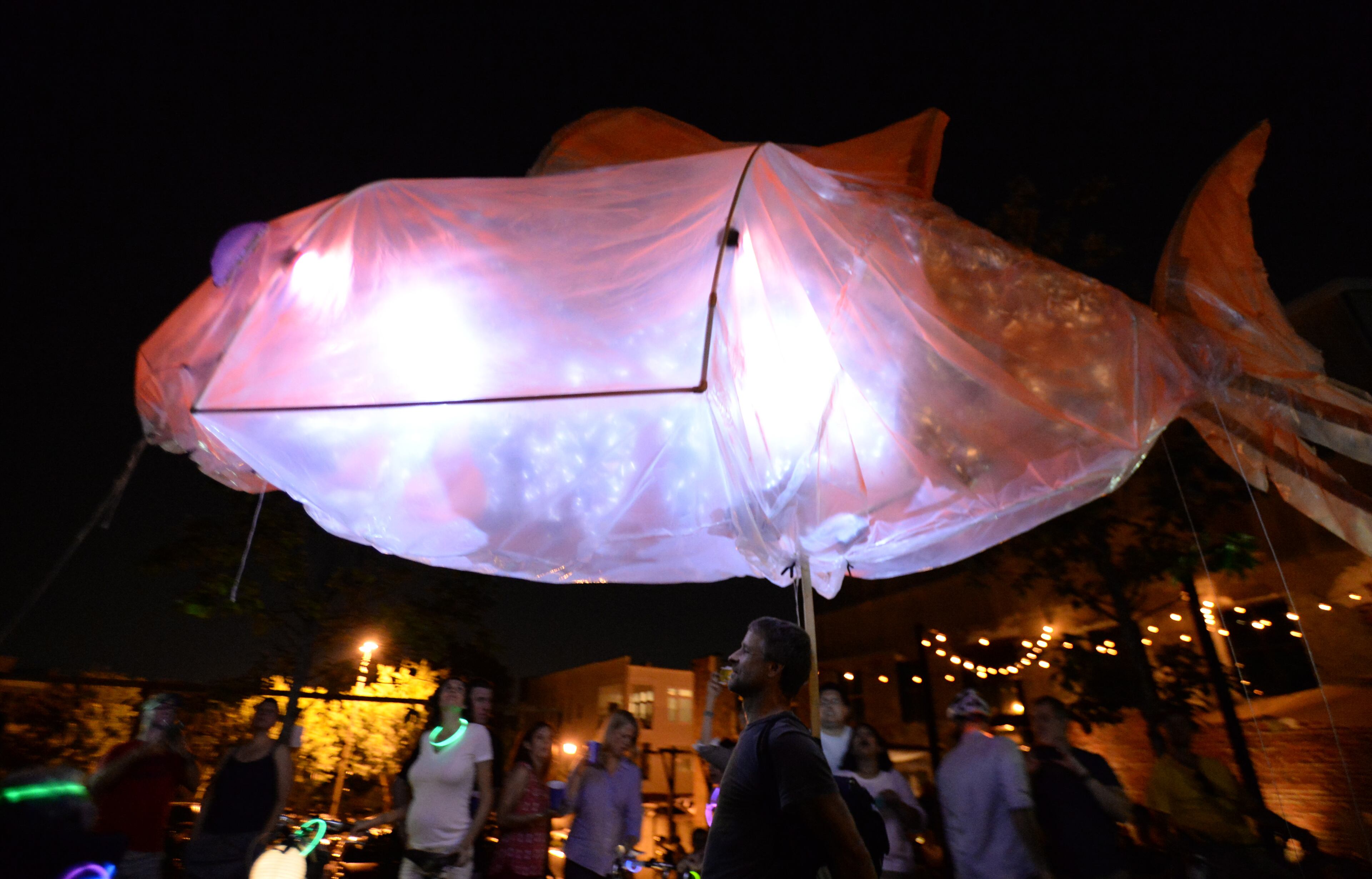 A giant fish lantern floats on the Eastside Trail of the Atlanta BeltLine during the 2013 Atlanta BeltLine Lantern Parade on Sept. 7, 2013.