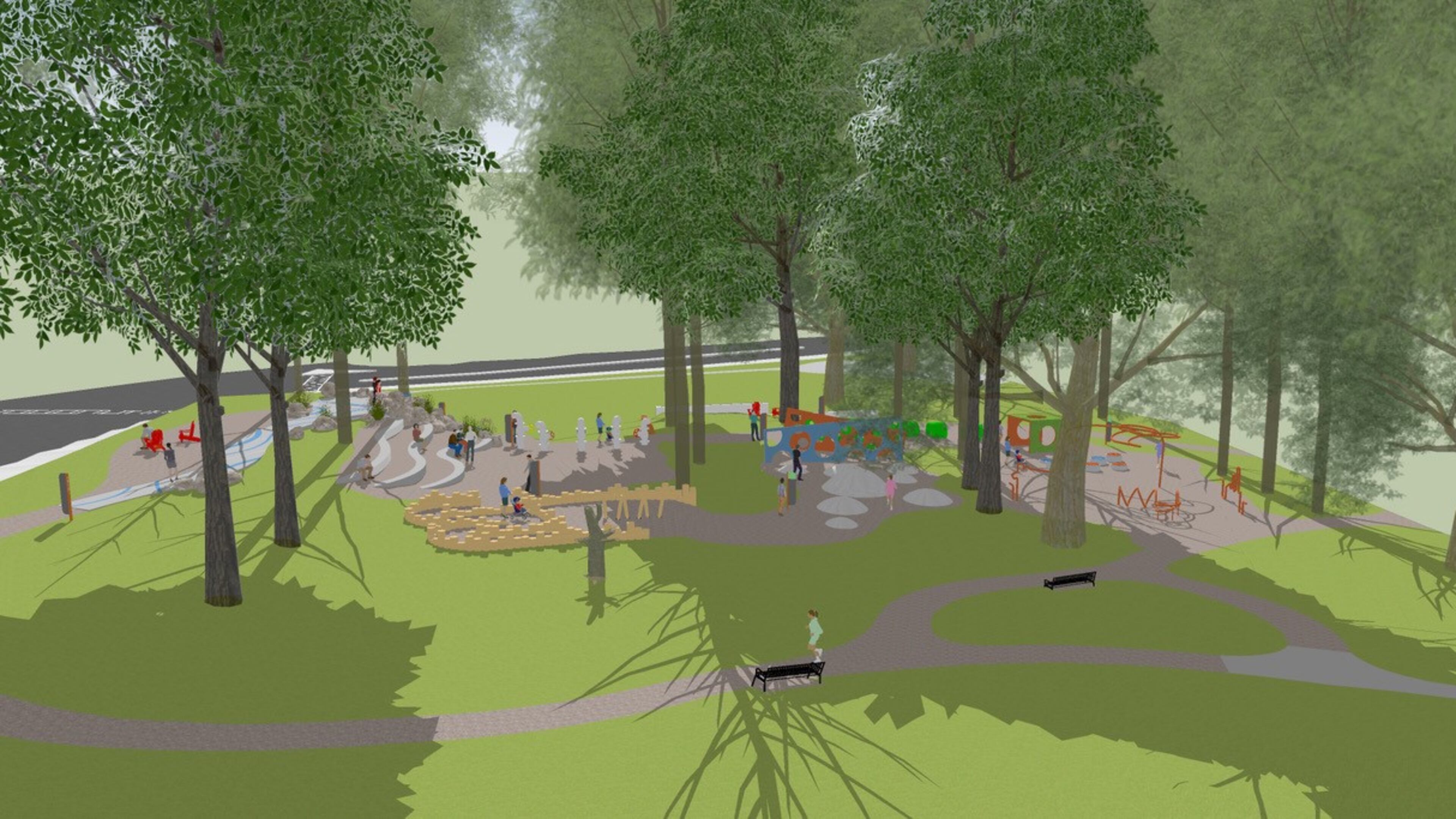 A rendering for the new elements at the Atlanta Waterworks Greenspace.