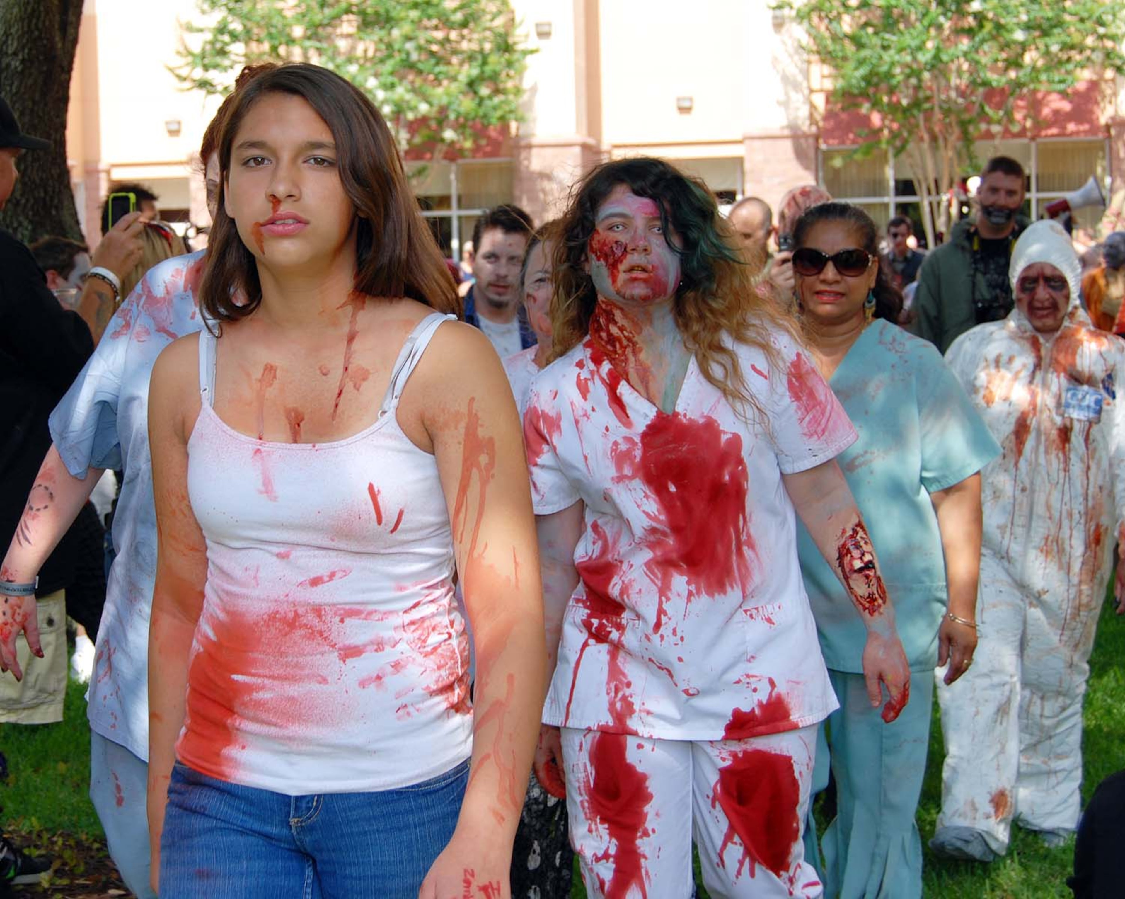 A pack of blood-thirsty zombies marched on the Rosen Centre Hotel in Orlando, Florida to kick off Spooky Empire's annual May-Hem horror convention.
