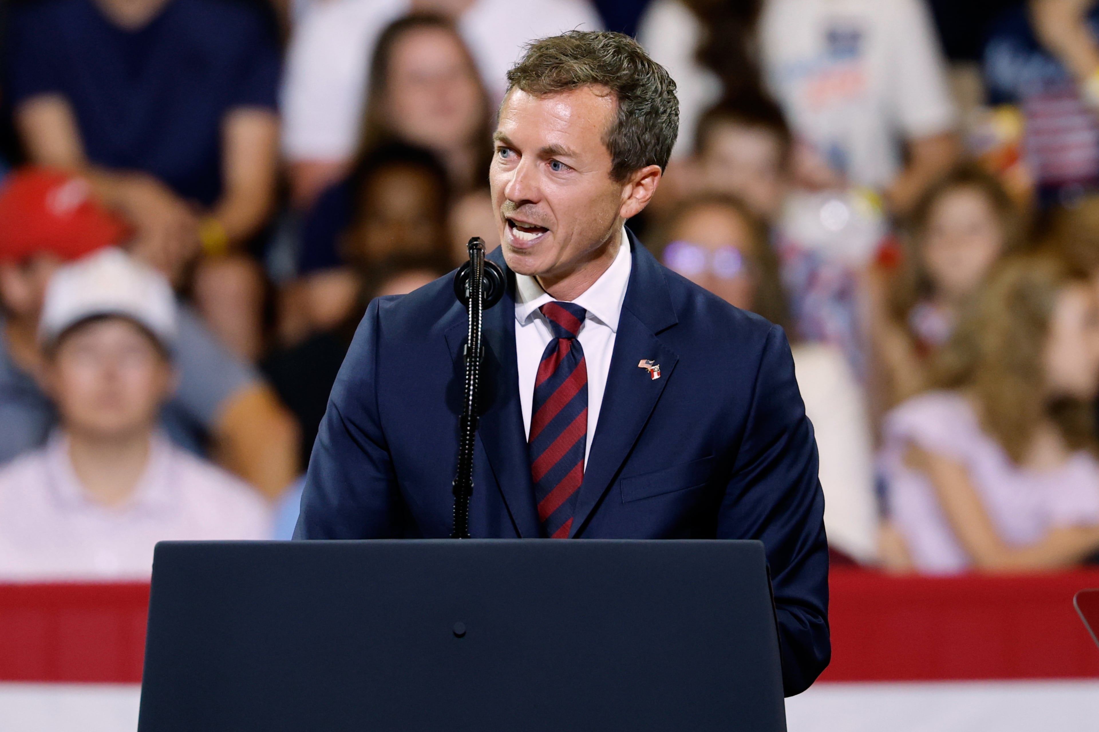State Sen. Greg Dolezal speaks at Wheeler High School in Marietta in July. (Erik S. Lesser/AP)