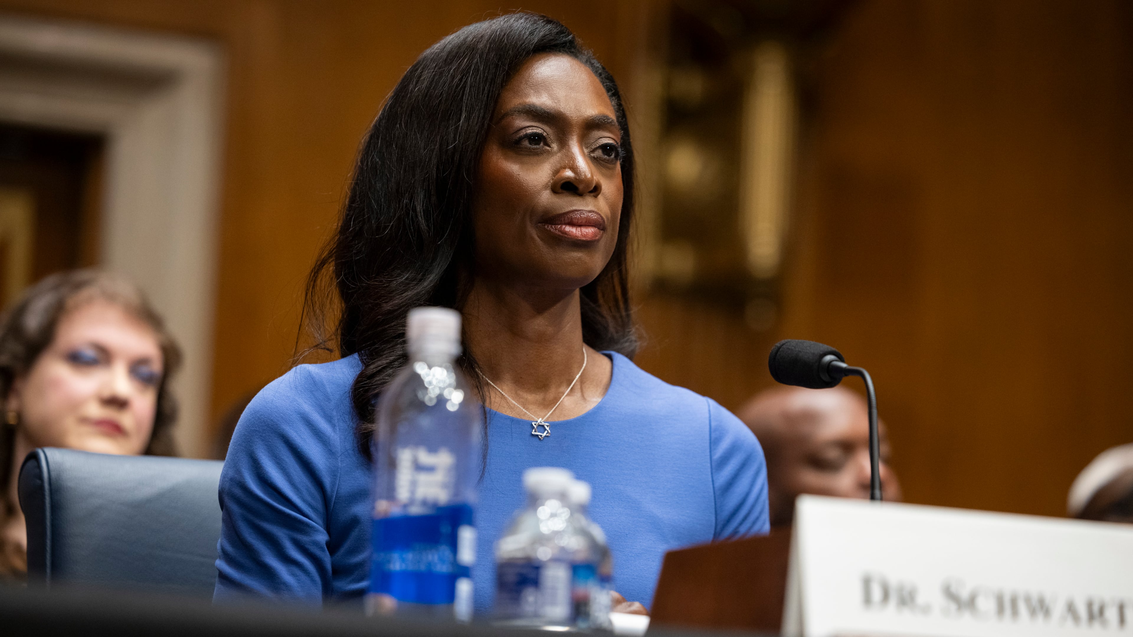 Dr. Erica Schwartz, nomined for director of the Centers for Disease Control and Prevention, testifies during a Senate Committee on Health, Education, Labor and Pensions confirmation hearing in Washington on July 15, 2026. (Nathan Posner for the AJC)