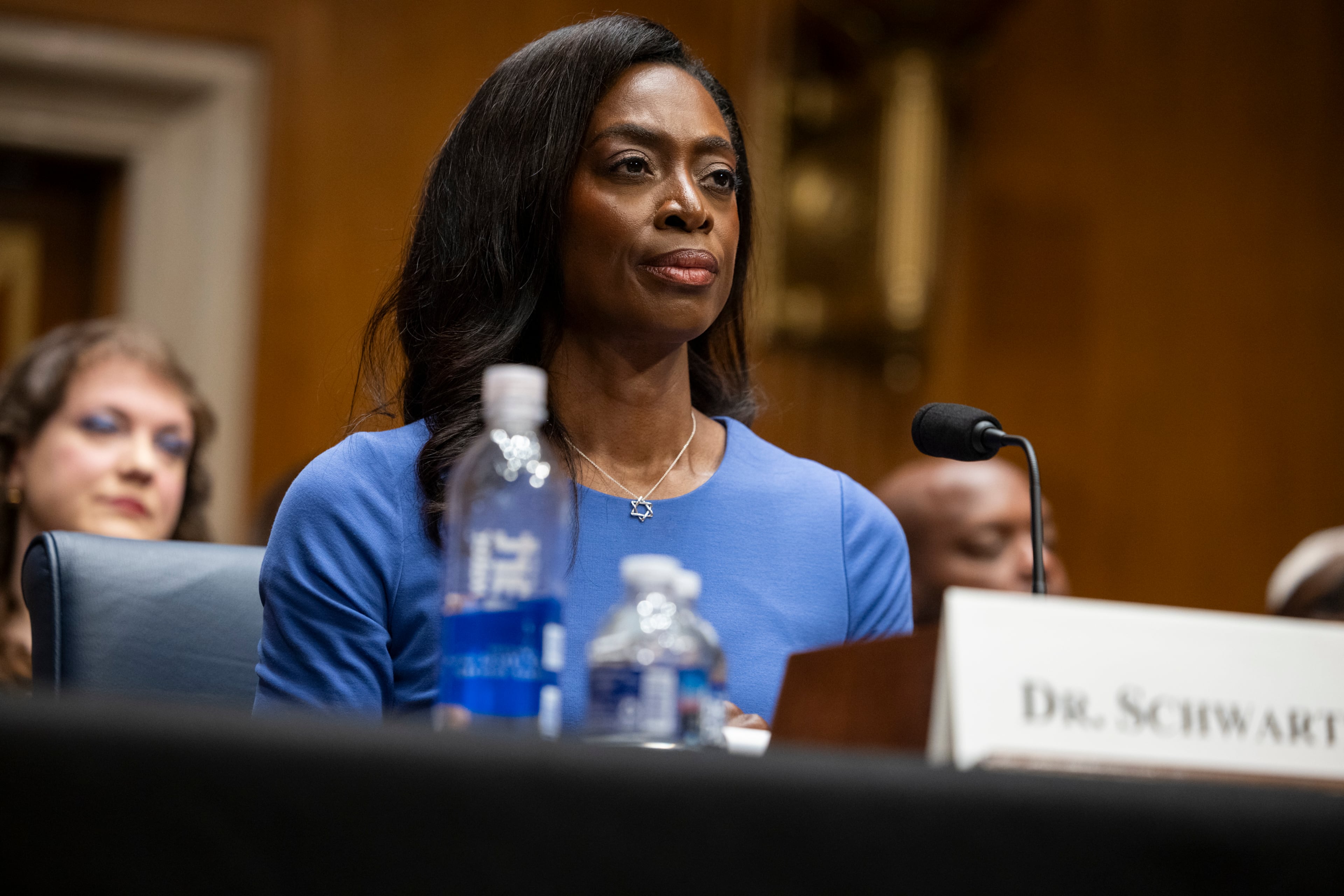 Dr. Erica Schwartz, nomined for director of the Centers for Disease Control and Prevention, testifies during a Senate Committee on Health, Education, Labor and Pensions confirmation hearing in Washington on July 15, 2026. (Nathan Posner for the AJC)