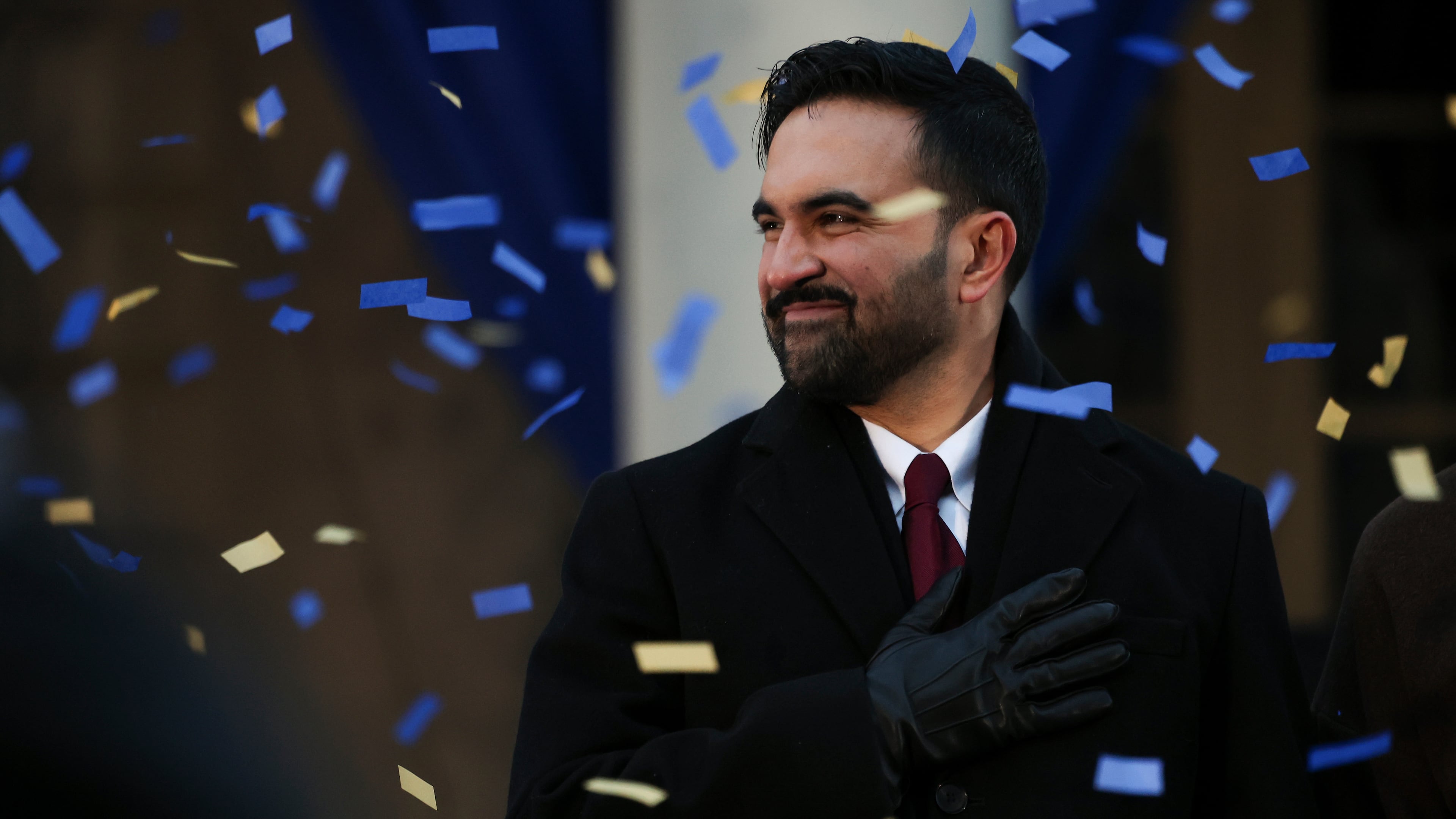 Mayor Zohran Mamdani reacts after speaking during his inauguration ceremony, Thursday, Jan. 1, 2026, in New York. (AP Photo/Heather Khalifa)