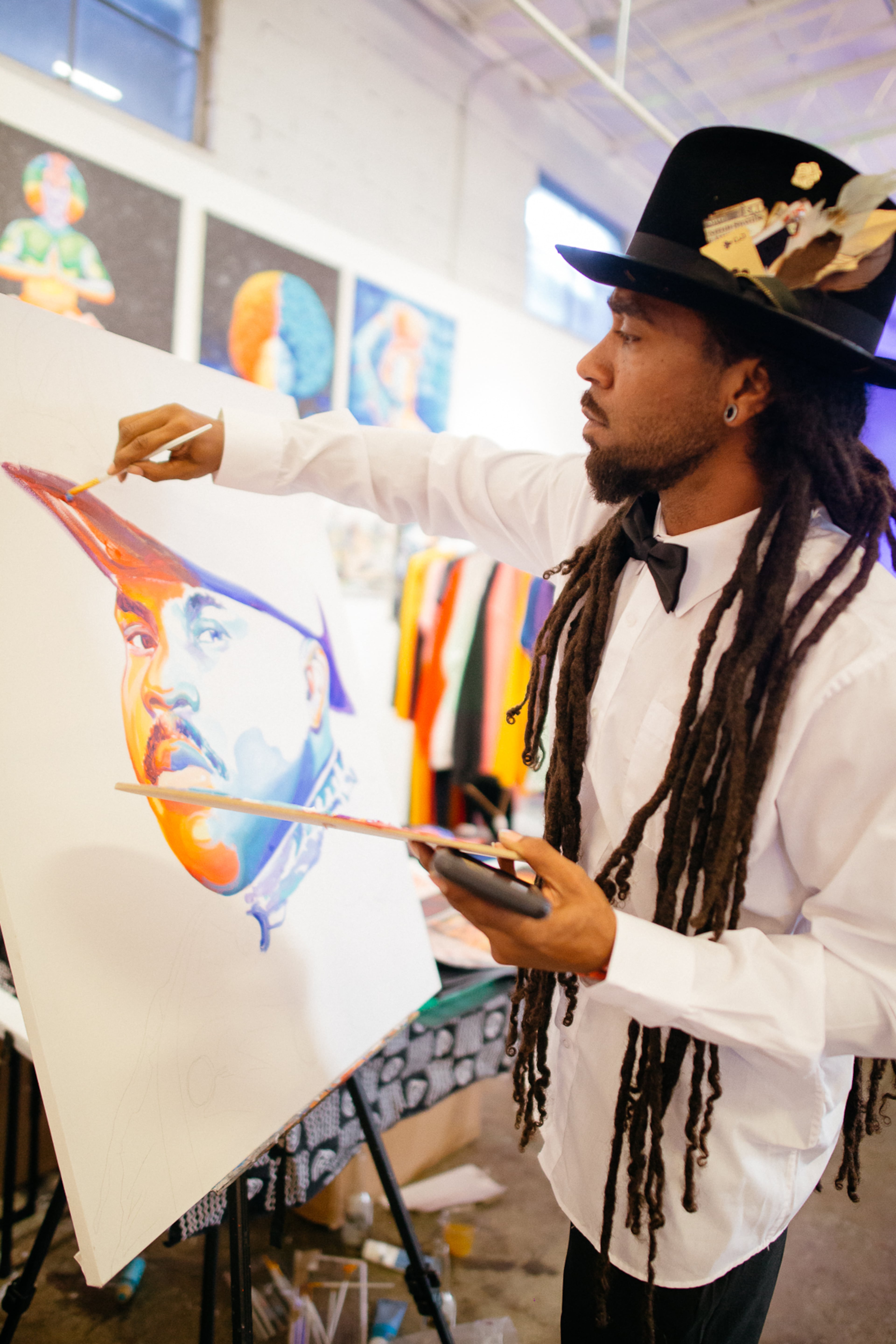 Keean Chapman live paints Marcus Garvey at Black Boy Art Show