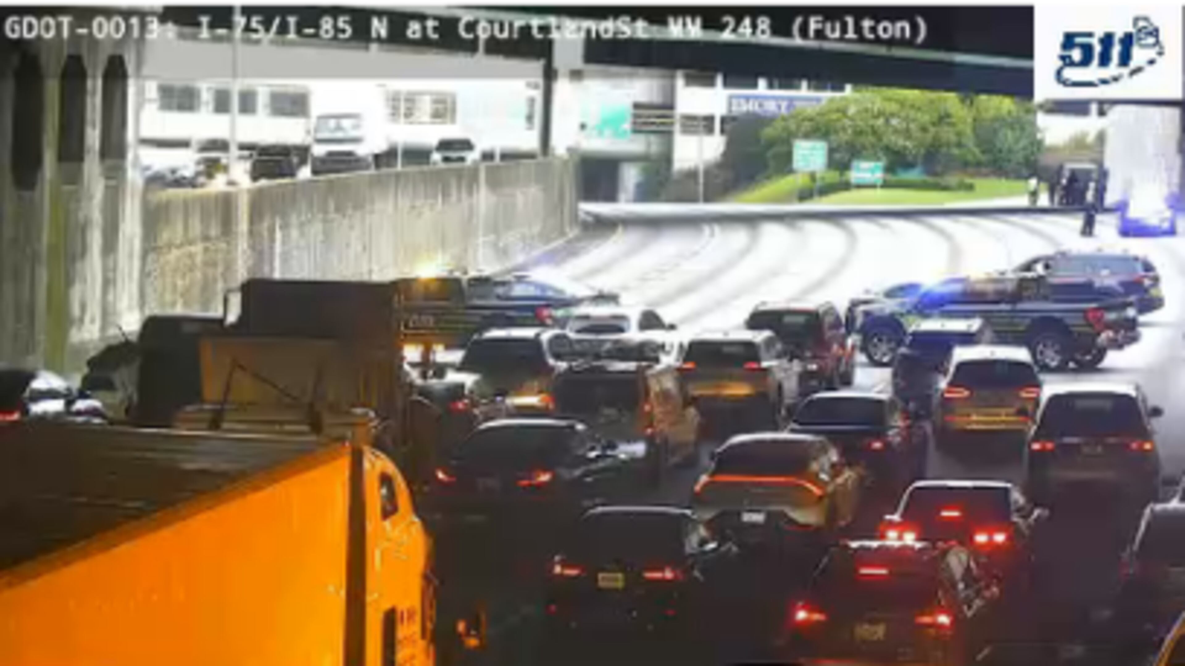 Northbound lanes of the Downtown Connector are closed Monday morning as police investigate a crash.