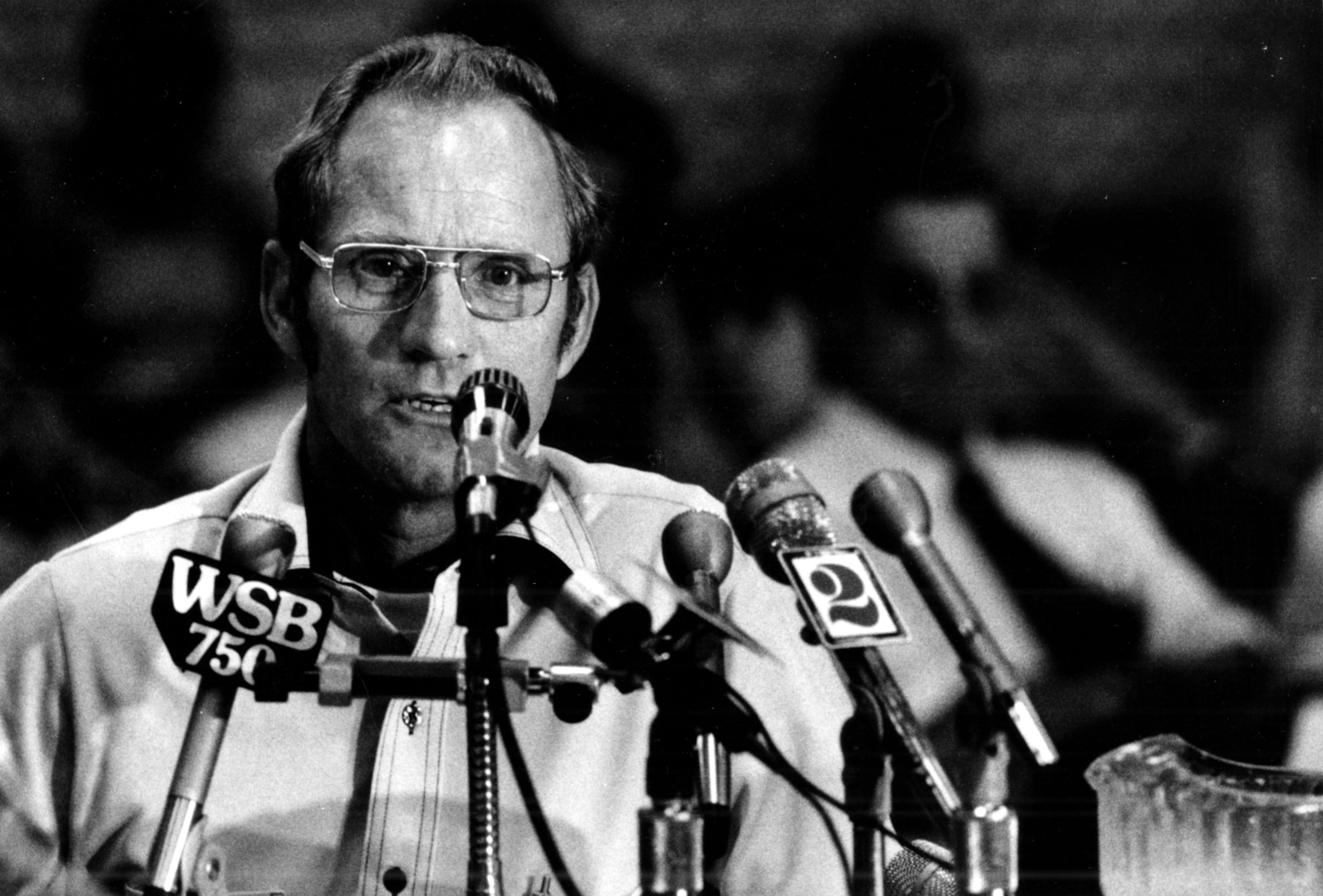 June 6, 1977 -- New Hope Ga. fire chief John Clayton speaks at a press conference after the crash of Southern Airways Flight 242. Read the 1978 NTSB crash report (.PDF format) | Latest news on Malaysia Airlines Flight 370
