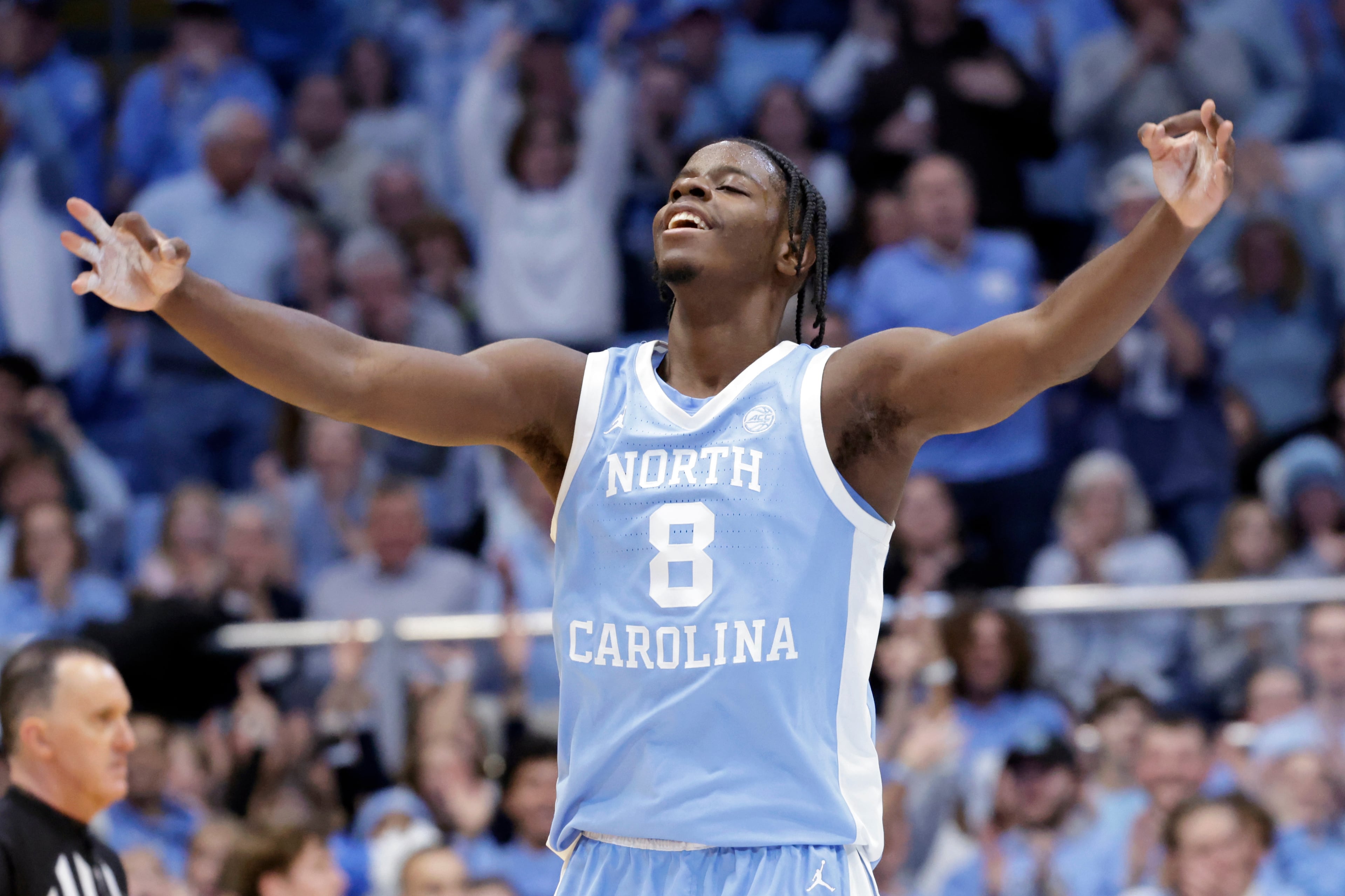 Holy Innocents' grad Caleb Wilson celebrates during a December game for North Carolina. (Chris Seward/AP)