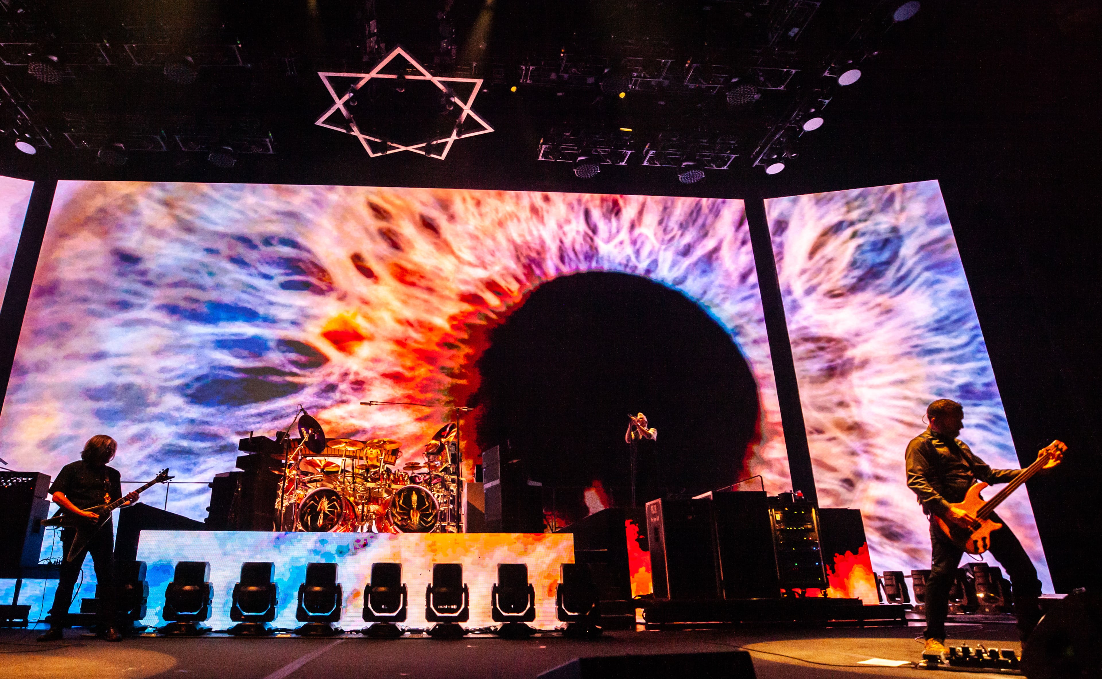 Tool play to a sold out crowd at State Farm Arena. (L-R) Adam Jones, Danny Carey, Maynard James Keenan, and Justin Chancellor. Photo taken Tuesday January 24, 2024 at State Farm Arena. (Ryan Fleisher for The Atlanta Journal-Constitution)