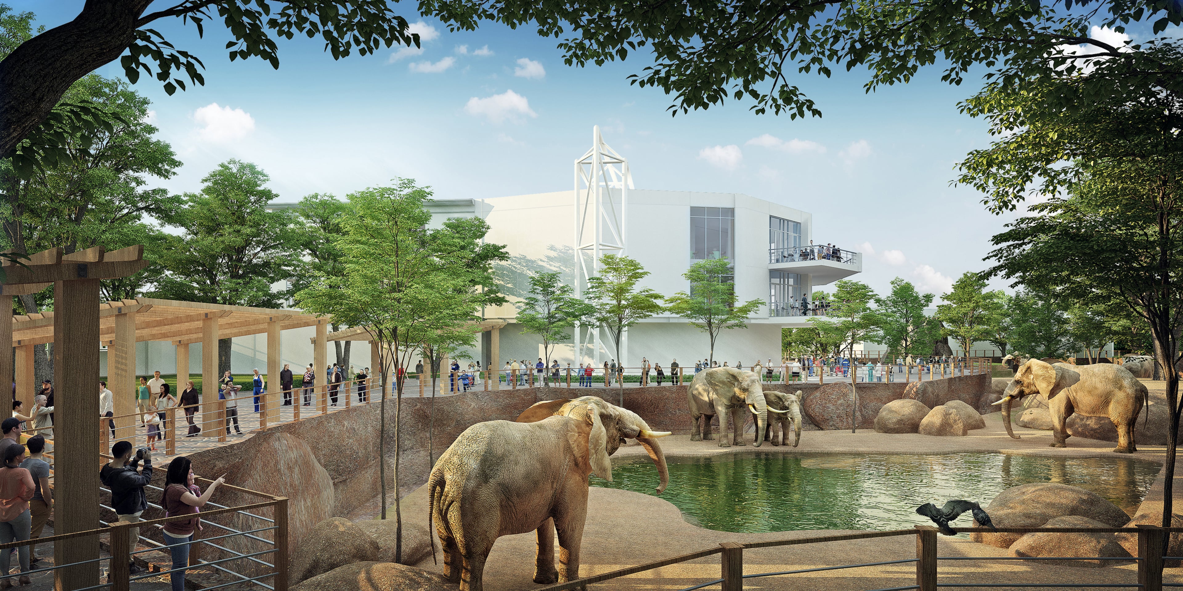 Savanna Hall looks out over the new African Savanna habitat, seen here in an artist's rendering. CONTRIBUTED: ZOO ATLANTA