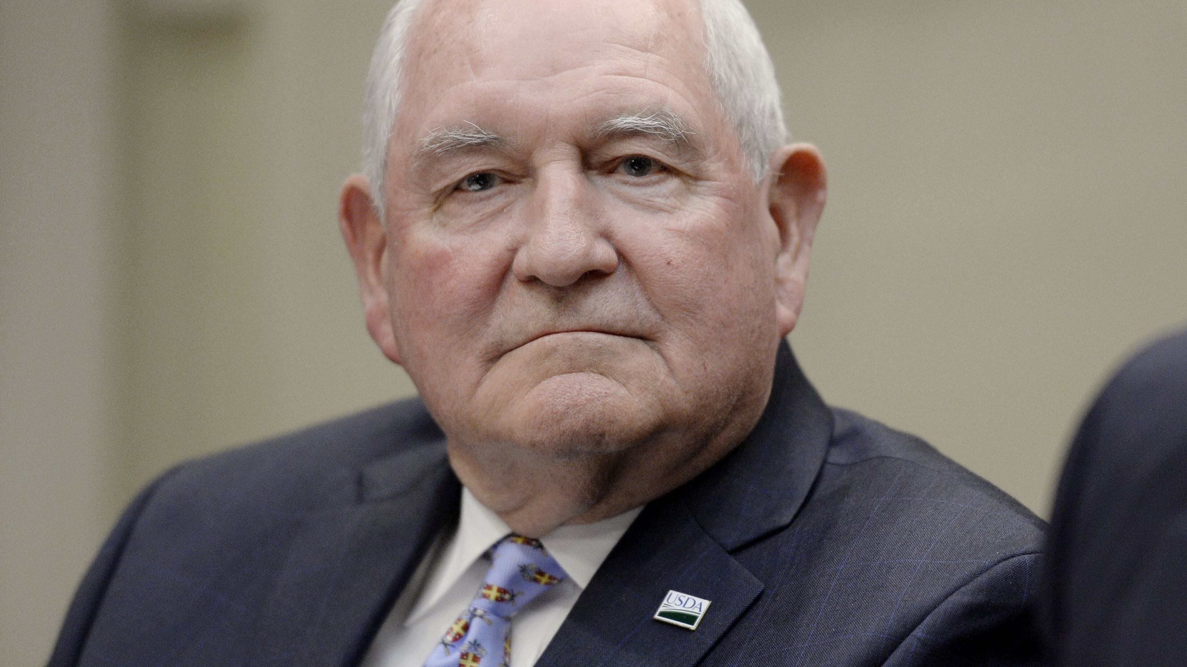 U.S. Agriculture Secretary Sonny Perdue during a roundtable with farmers on April 25, 2017, at the White House. (Olivier Douliery/Abaca Press/TNS)