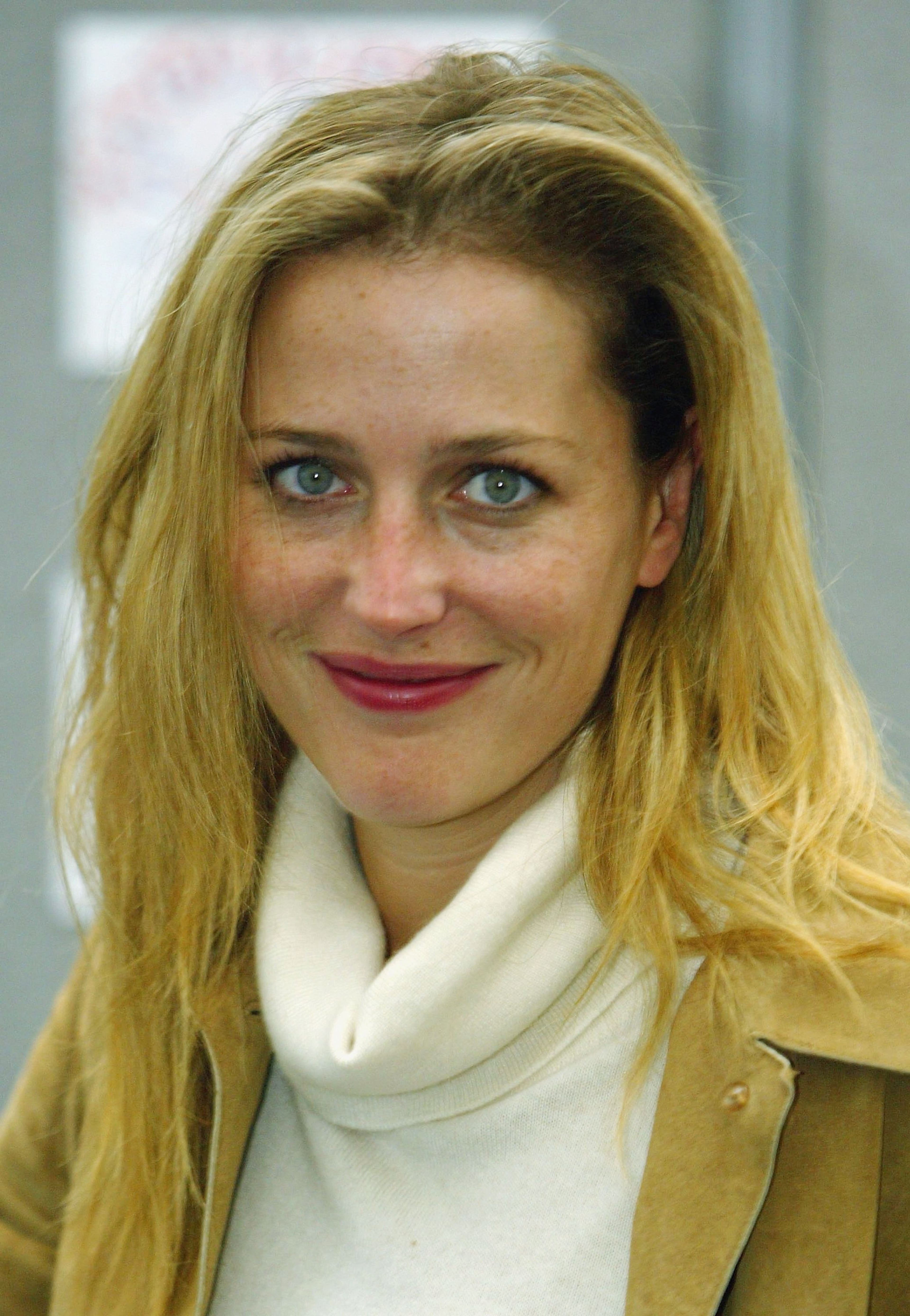 LONDON - FEBUARY 2: Actress Gillian Anderson attends a photocall to mark National Doodle Day at the Jerwood Space on Febuary 2, 2004 in London. The event hopes to raise ?1,000,000 for The Neurofibromatosis Association and Epilepsy Action. (Photo by Bruno Vincent/Getty Images)