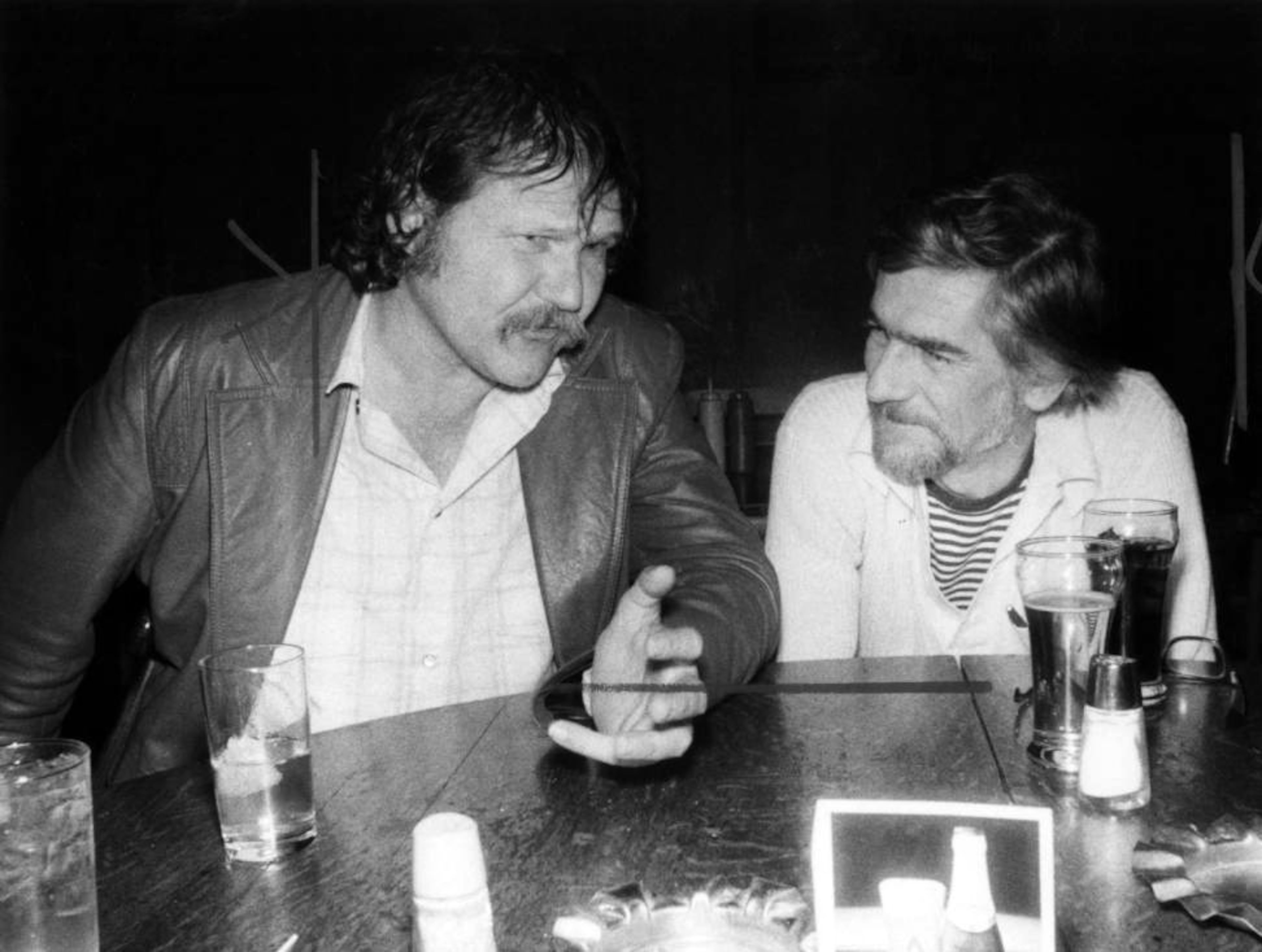 Writers Harry Crews and Paul Hemphill at Manuel's Tavern on April 16, 1979.