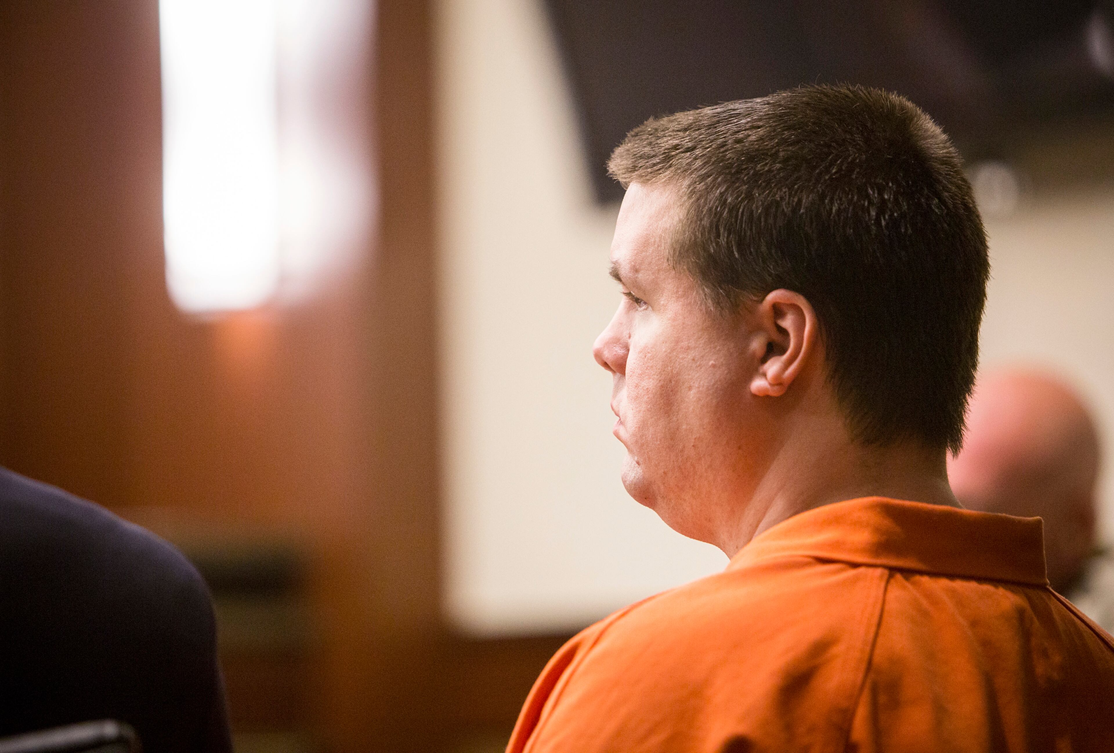 Justin Ross Harris sits in the courtroom for a hearing Monday, Sept. 14, 2015, in Marietta, Ga. A judge on Monday refused to bar the news media from the courtroom during pretrial hearings for Harris, a Georgia man accused of killing his toddler son by leaving him in a vehicle on a hot day. (Kathryn Ingall/The Marietta Daily Journal via AP, Pool)