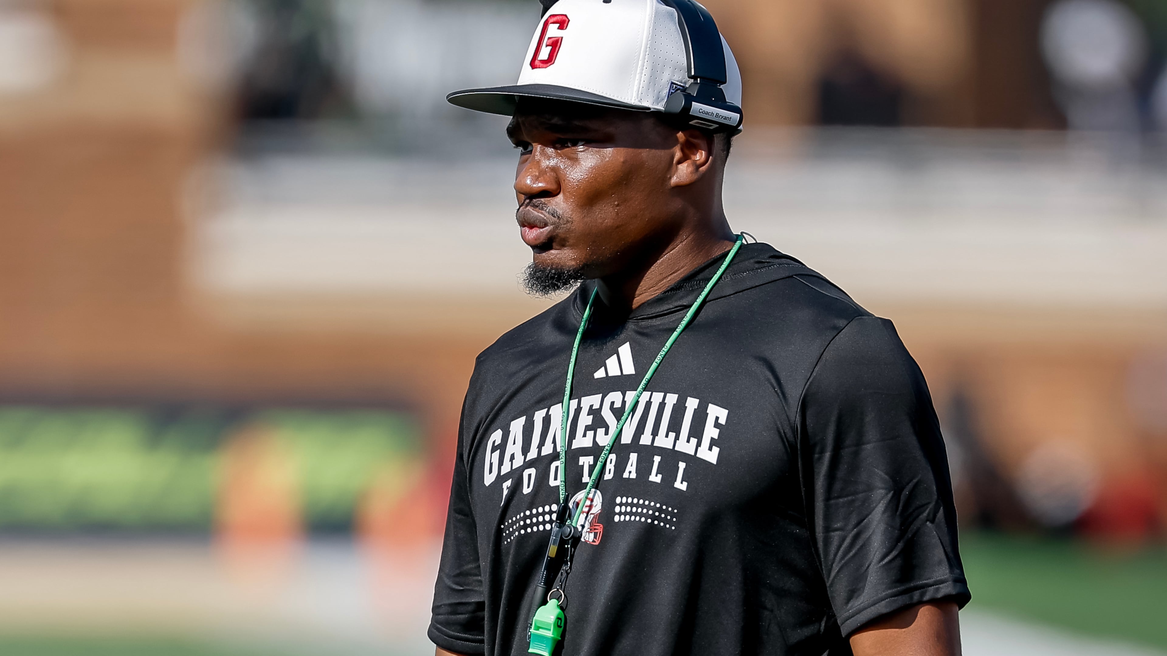 Gainesville coach Santavious Bryant — pictured during the team's August game against Buford — has his team No. 6 in Class 6A, however the Maxwell Ratings predict that the Red Elephants will finish 16th in the Post Season Rankings. (Erik S. Lesser for the AJC)