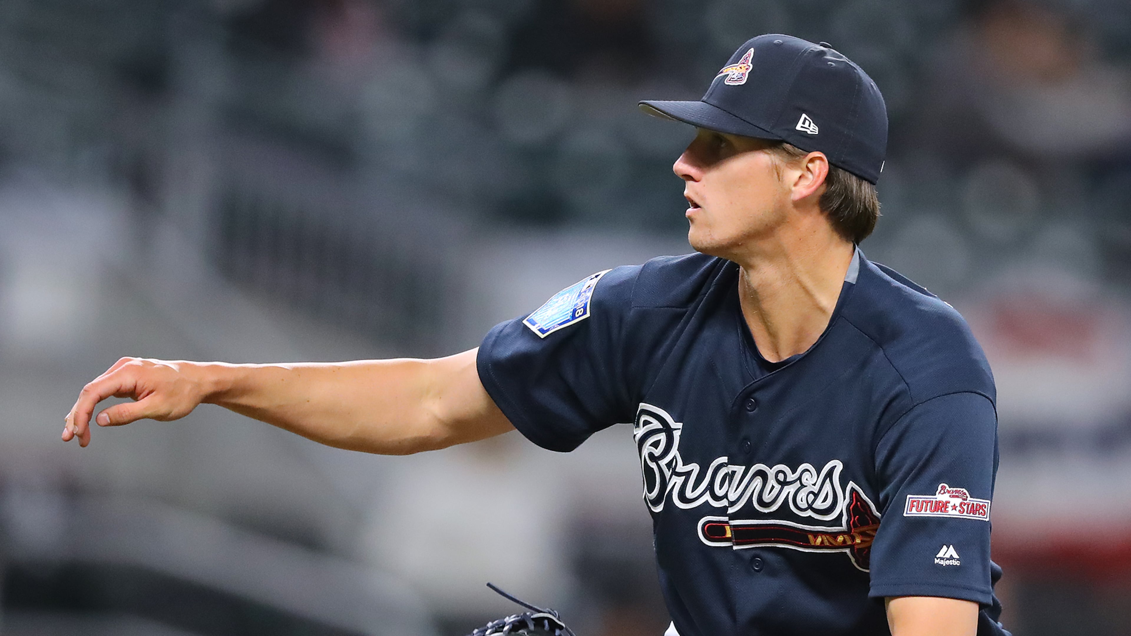 Braves pitcher Kyle Wright delivers a pitch during the Future Stars Exhibition Game on Tuesday, March 27, 2018, at SunTrust Park in Atlanta. Curtis Compton/ccompton@ajc.com