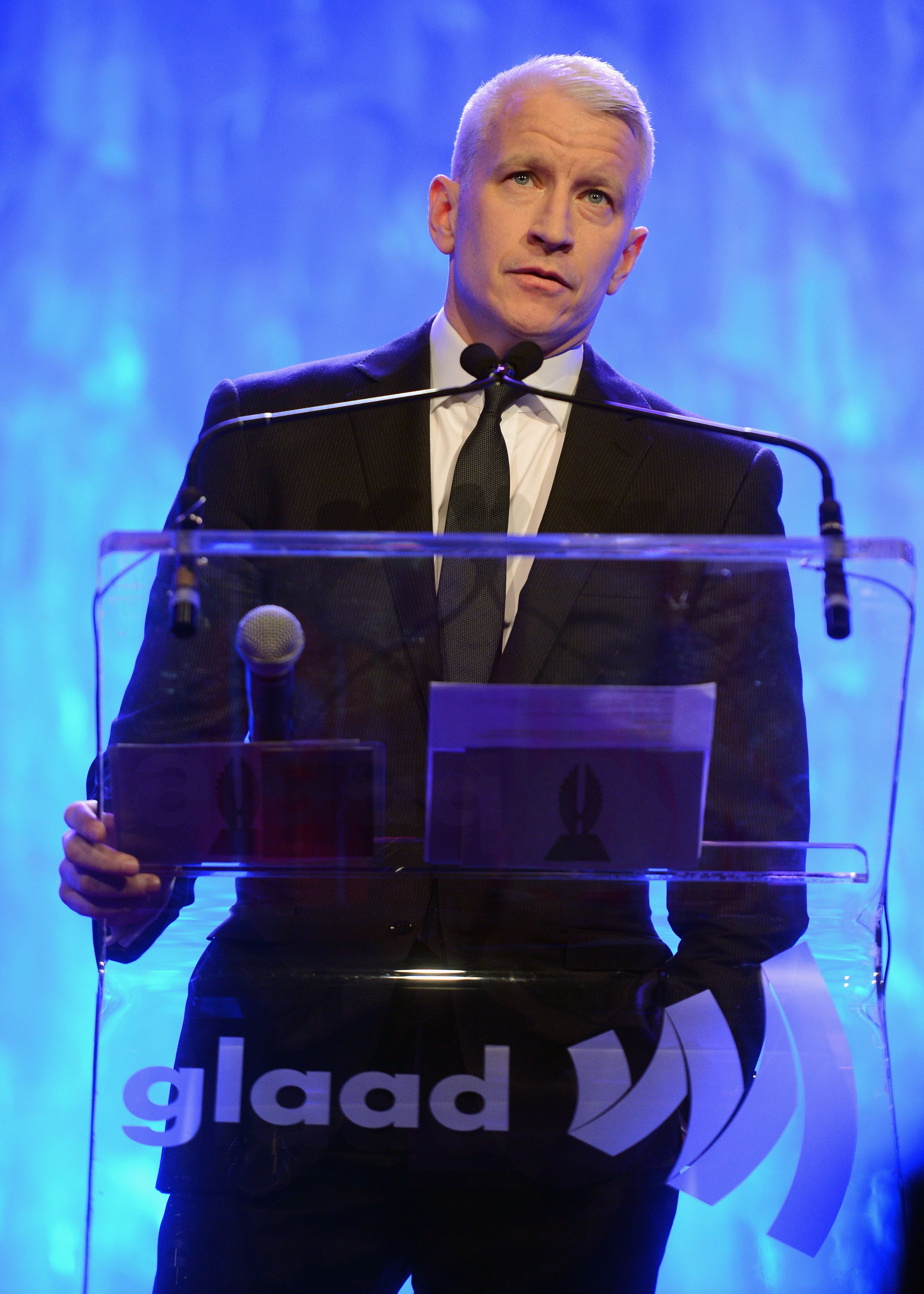 Anderson Cooper speaks onstage at the 24th Annual GLAAD Media Awards on March 16, 2013 in New York City.