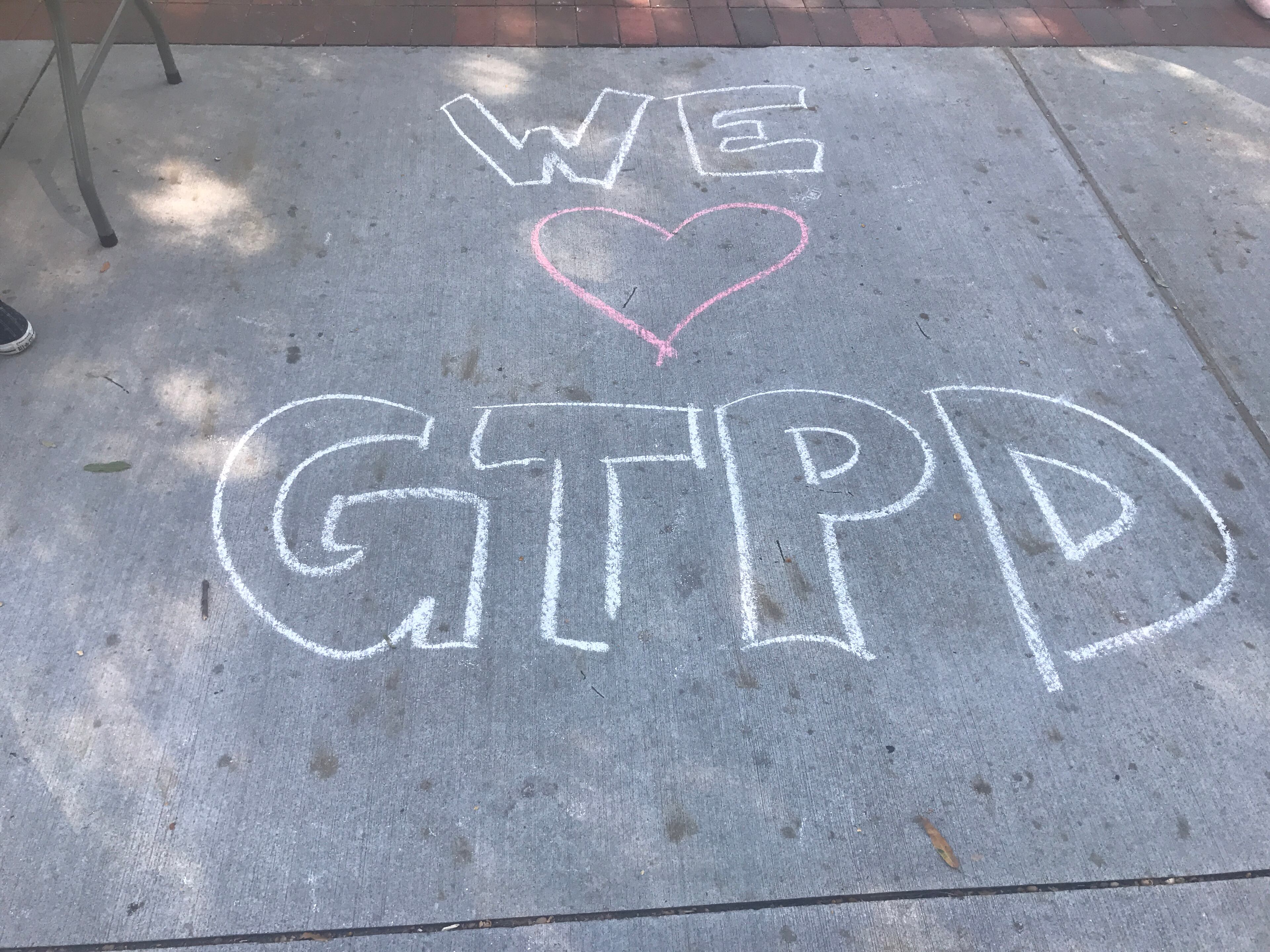 In the aftermath of last night's violent vigil in which protesters attacked Tech officers, students today are showing their support of the police department. (Photo by Duo-Wei Yang)