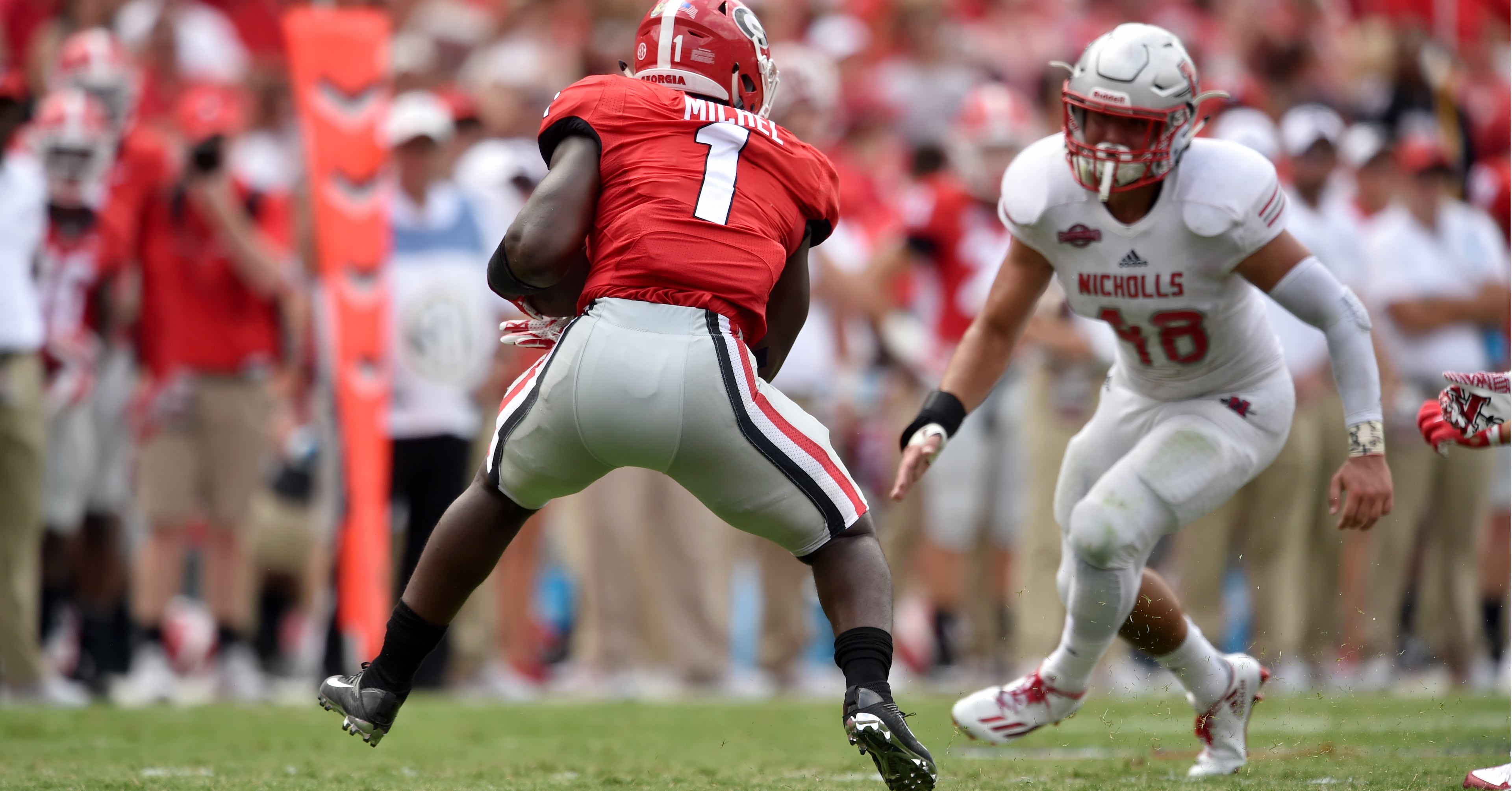September 10, 2016 Athens, GA: Georgia Bulldogs take on Nicholls Colonels at Sanford Stadium Saturday September 10, 2016. BRANT SANDERLIN/BSANDERLIN@AJC.COM