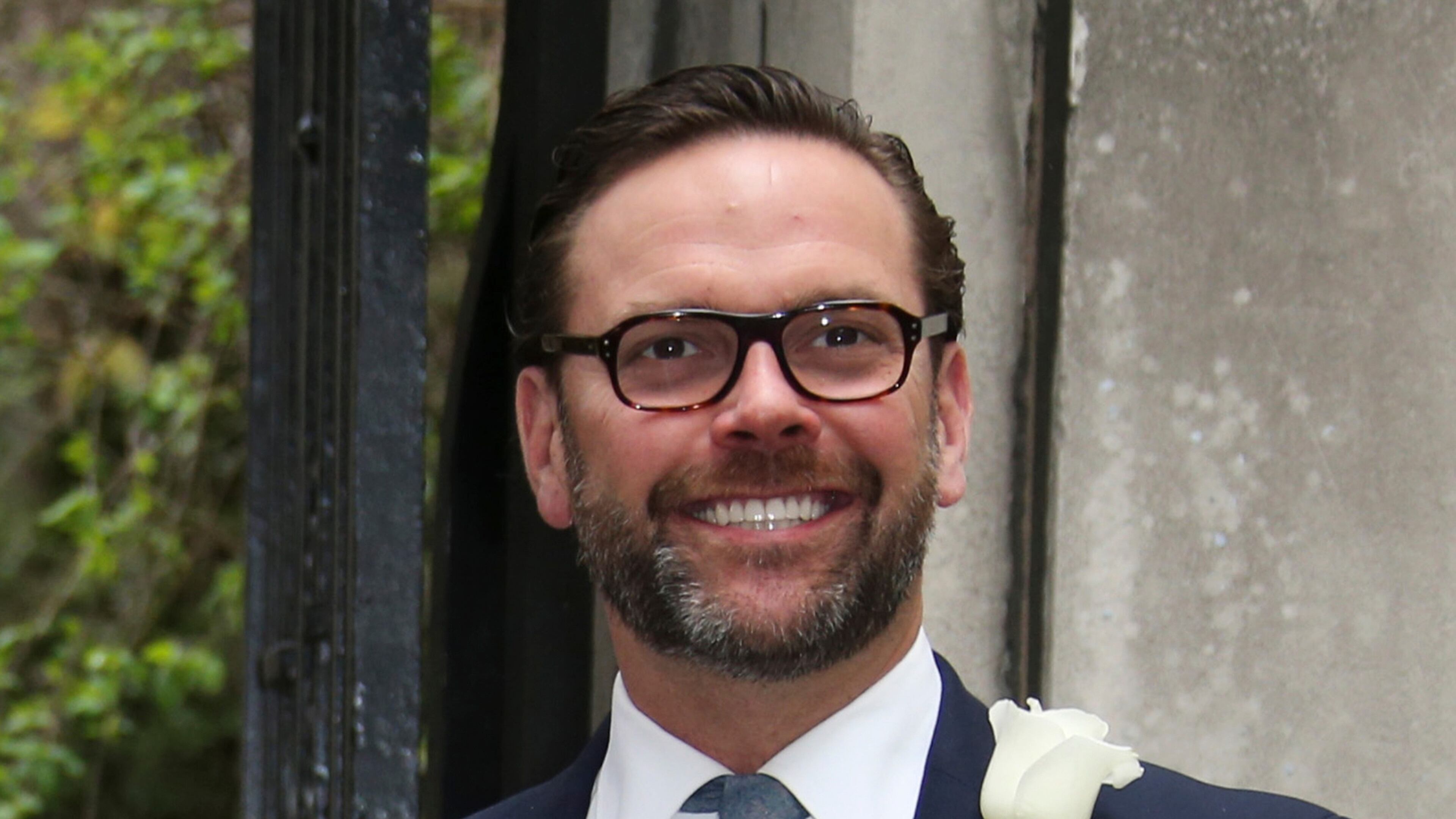 FILE - James Murdoch arrives at St Bride's Church for the celebration ceremony of the wedding of Rupert Murdoch and Jerry Hall in London, March 5, 2016. (Photo by Joel Ryan/Invision/AP, File)