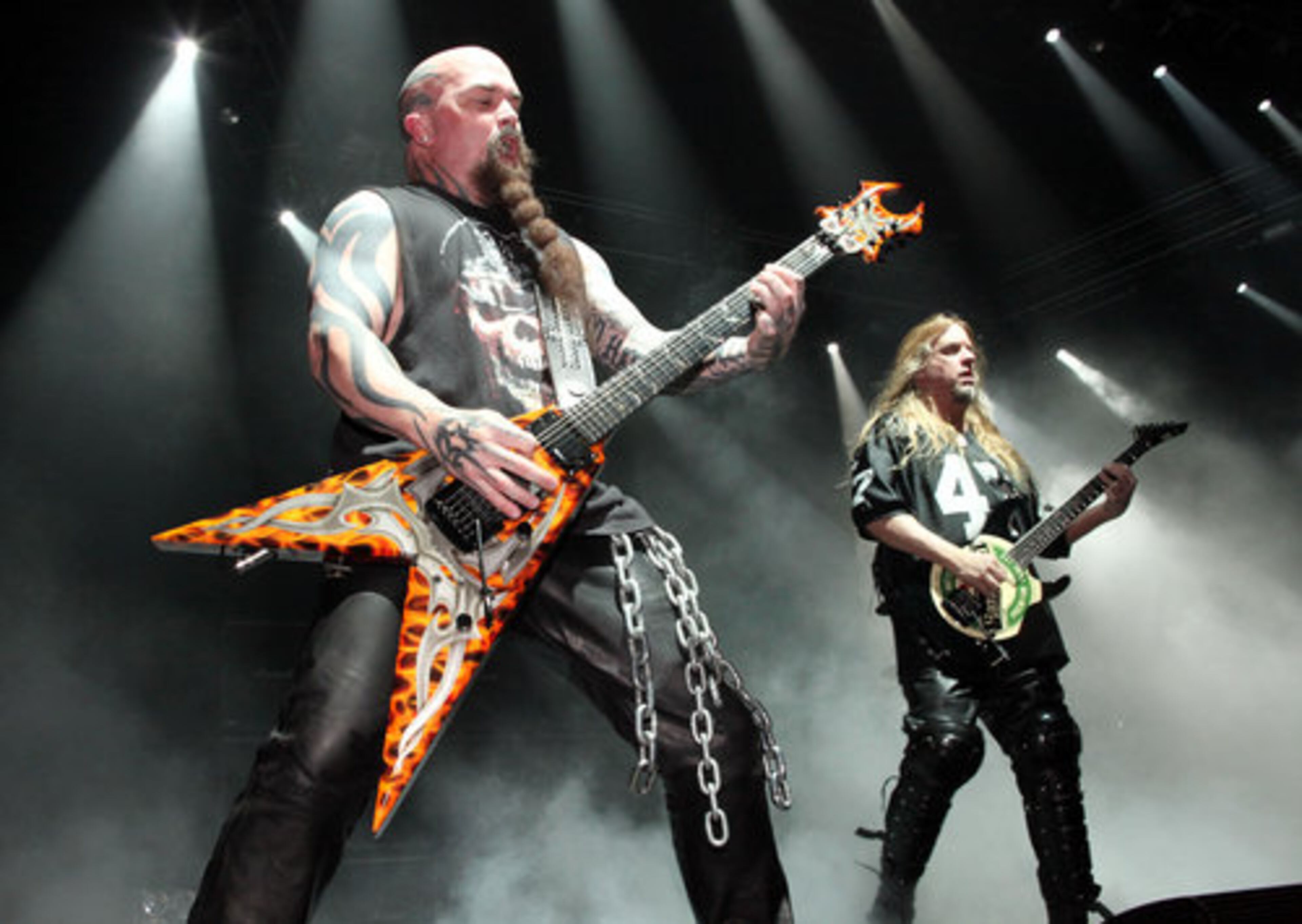 Slayer guitarist Kerry King jams with Jeff Hanneman on "War Ensemble."