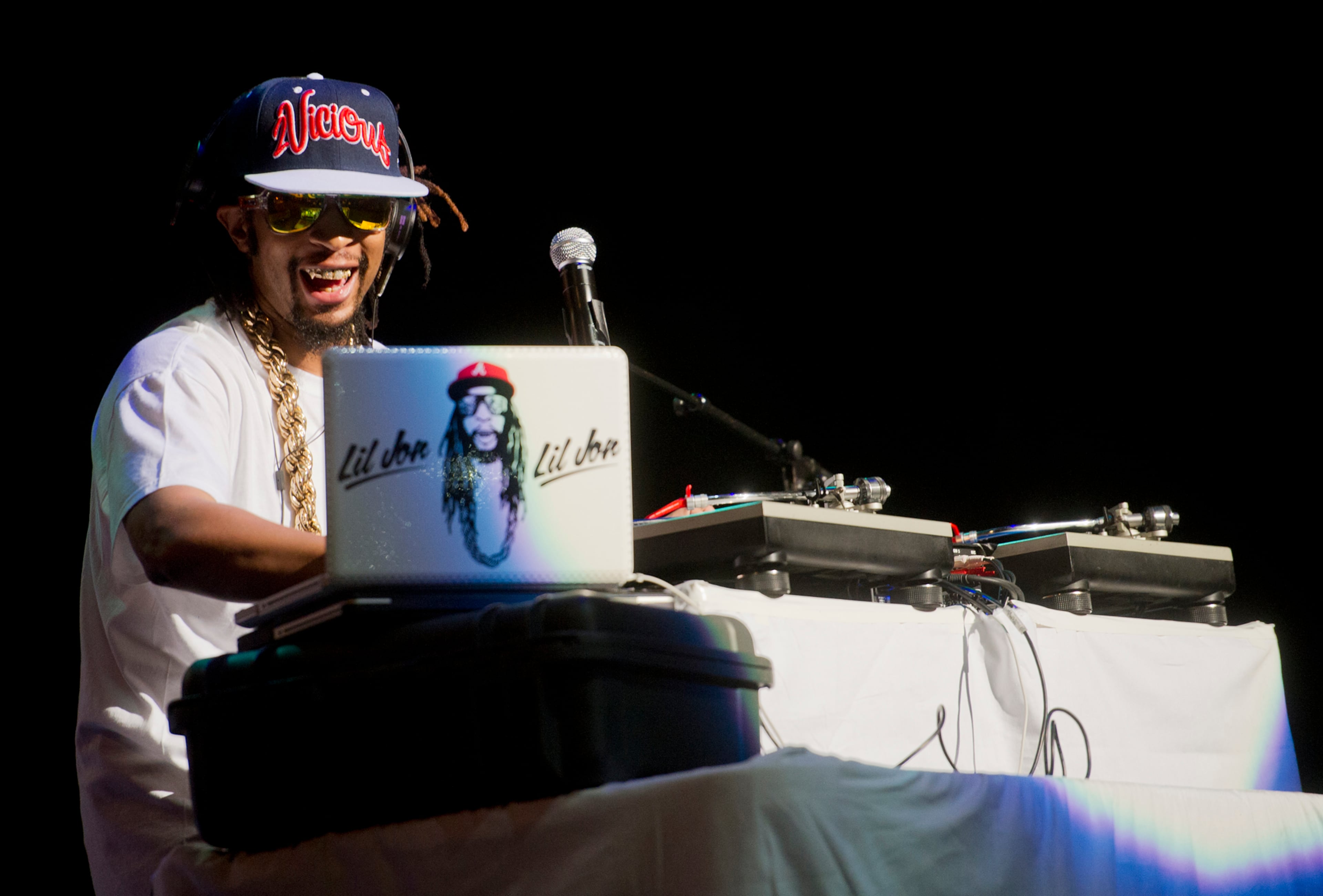Lil Jon performs at the Fox Theatre in Atlanta during the So So Def 20th Anniversary Concert Saturday, Feb, 23, 2013.