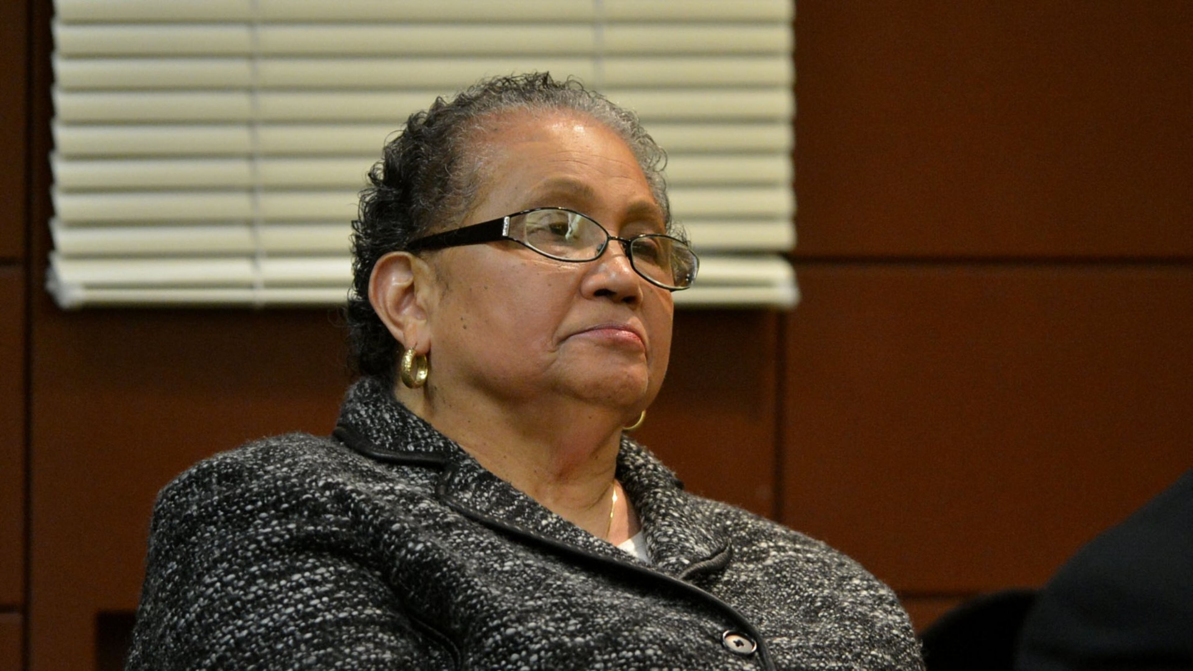 Former APS superintendent Beverly Hall listens as pleas are entered in court Monday. Judge Jerry Baxter ordered all the remaining 23 defendants in the Atlanta Public Schools test-cheating case to appear in court Monday, January 6, 2014 and declare whether they will enter negotiated pleas or proceed toward trial. Lawyers involved in the case say six of the remaining defendants have decided to enter guilty pleas. If that comes to pass, it means the case will be effectively cut in half since 35 former educators were indicted earlier in 2013. (One of the 35 is now deceased.) KENT D. JOHNSON / KDJOHNSON@AJC.COM