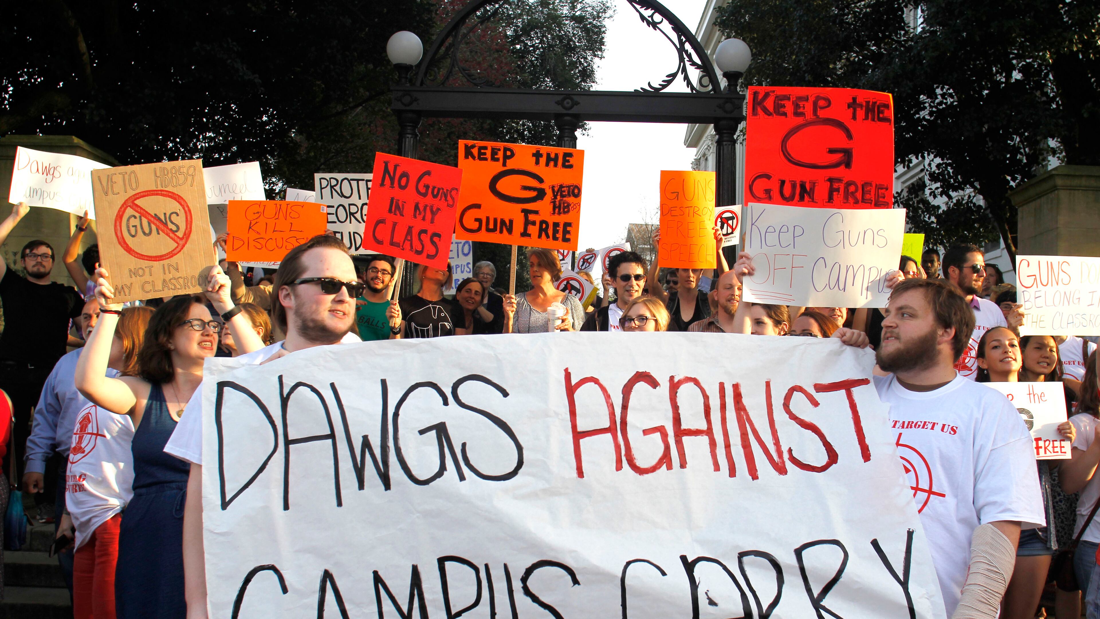 Protesters rallied last year against the campus carry bill at the University of Georgia. TAYLOR.CARPENTER@AJC.COM