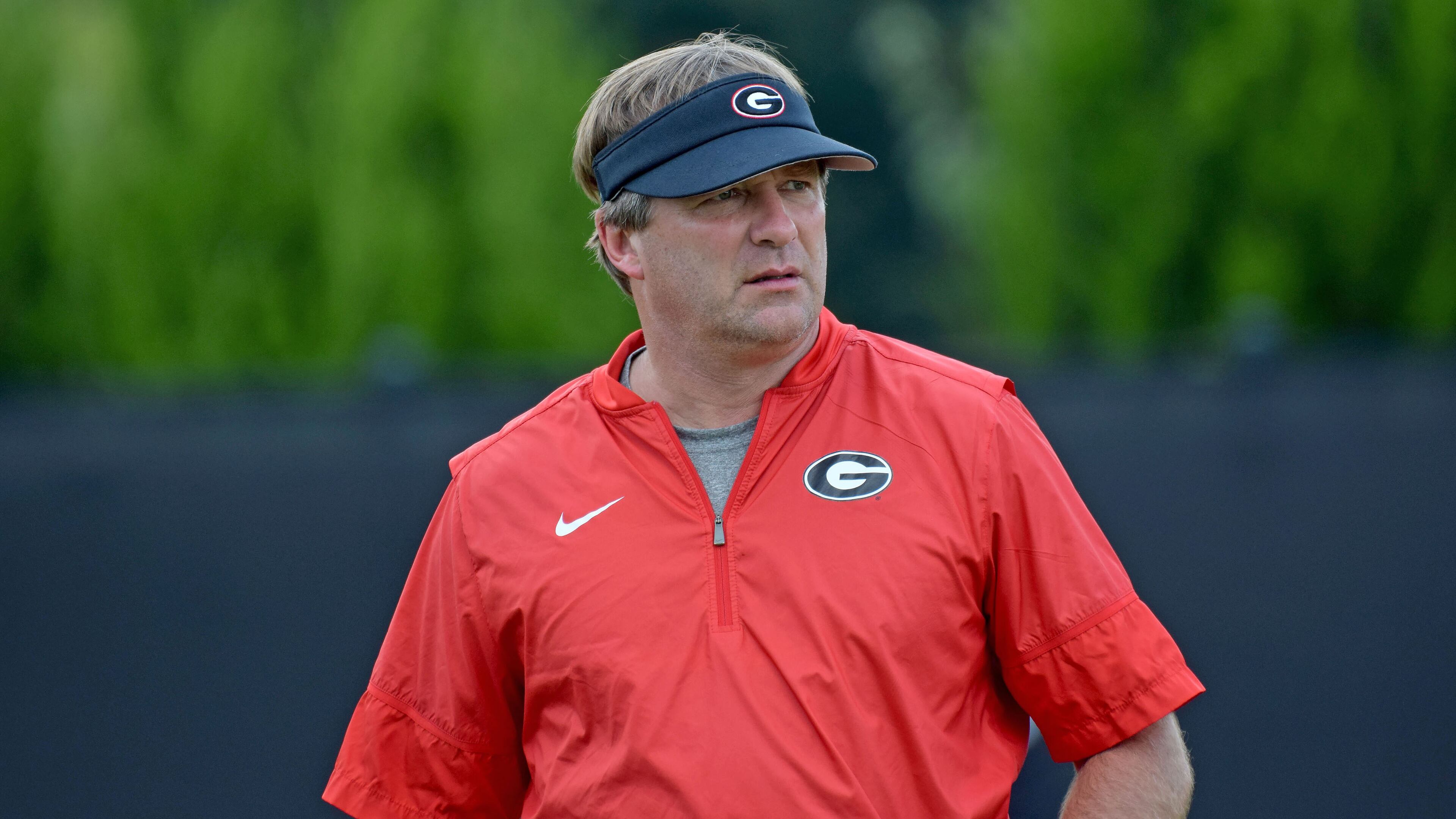 Georgia head coach Kirby Smart during the Bulldogs' practice Thursday, Aug. 9, 2018, on the Woodruff Practice Fields in Athens.