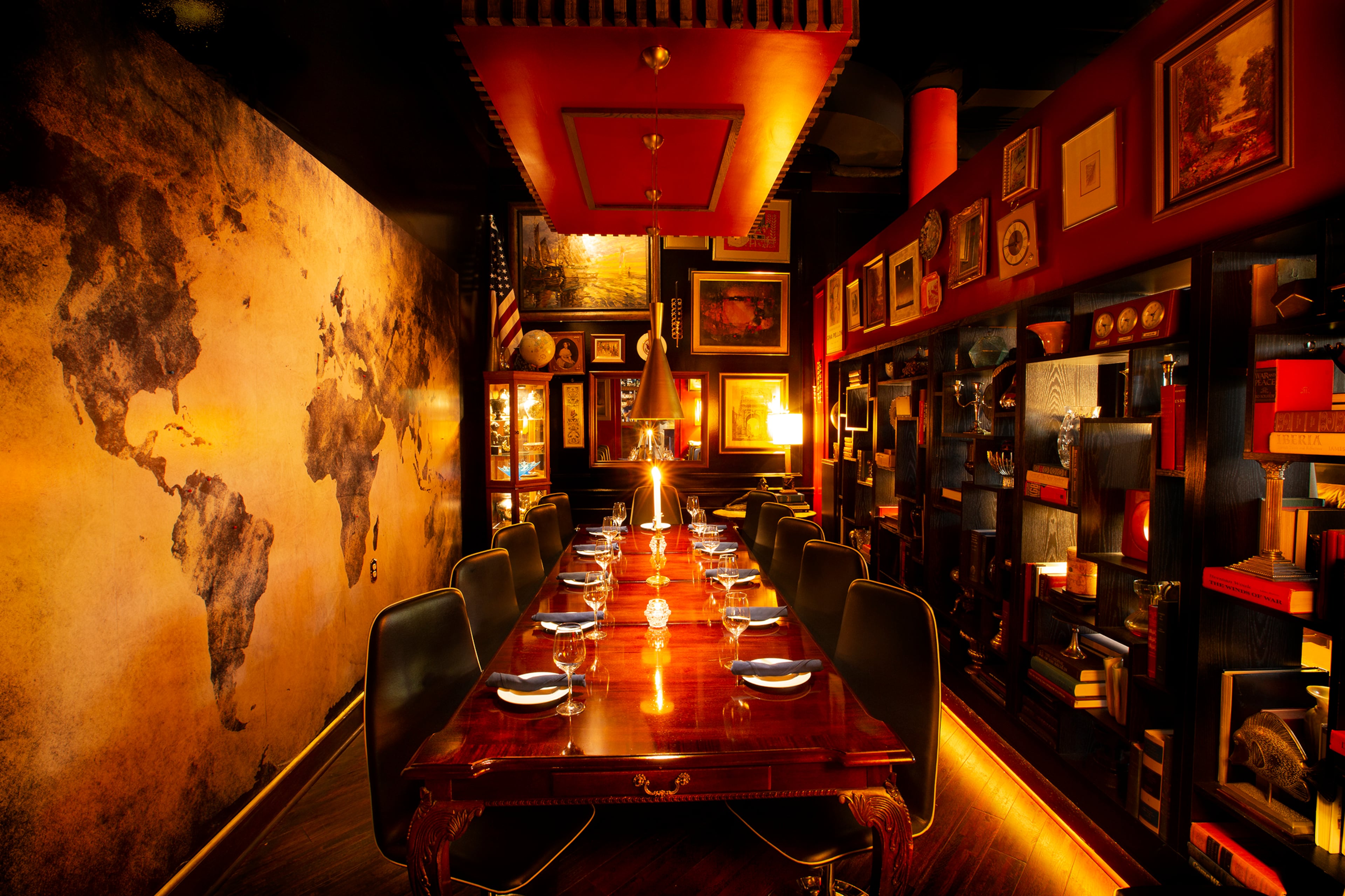 The Consulate is filled with antique baubles from a range of eras, interior designer Douglas Hines said. It took him about a year and a half to collect enough items to fill the restaurant, some of which he found at estate sales, eBay and Etsy. (Courtesy of the Consulate)