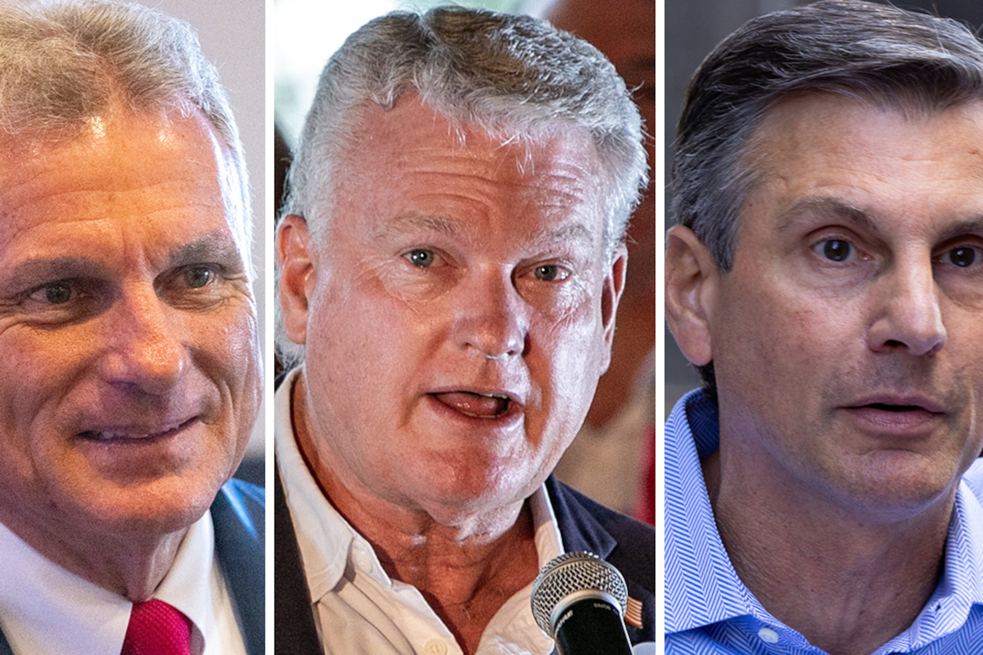 Republican candidates for the U.S. Senate in Georgia are (from left): U.S. Rep. Buddy Carter, U.S. Rep. Mike Collins and Derek Dooley. (AJC file)