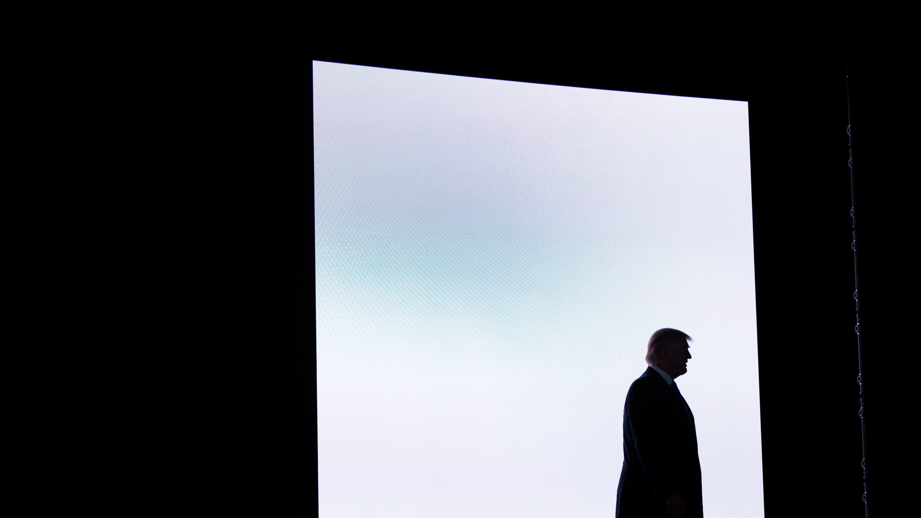 Republican presidential candidate Donald Trump arrives to introduce his wife Melania during the Republican National Convention on Monday in Cleveland. AP/Evan Vucci