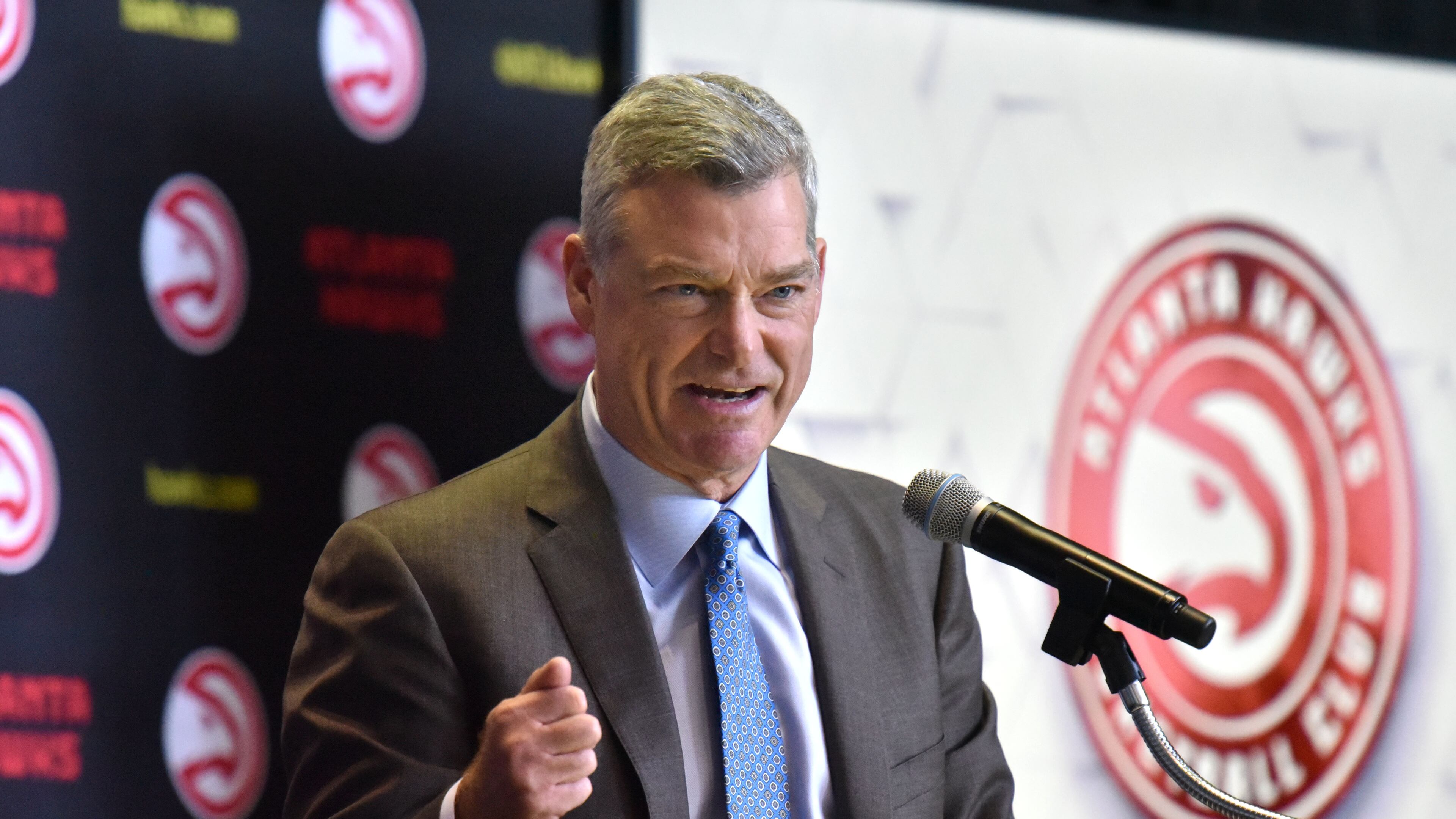 Hawks principal owner Tony Ressler speaks during a press to release details of the $192.5 million update of Philips Arena on Wednesday, June 28, 2017. HYOSUB SHIN / HSHIN@AJC.COM