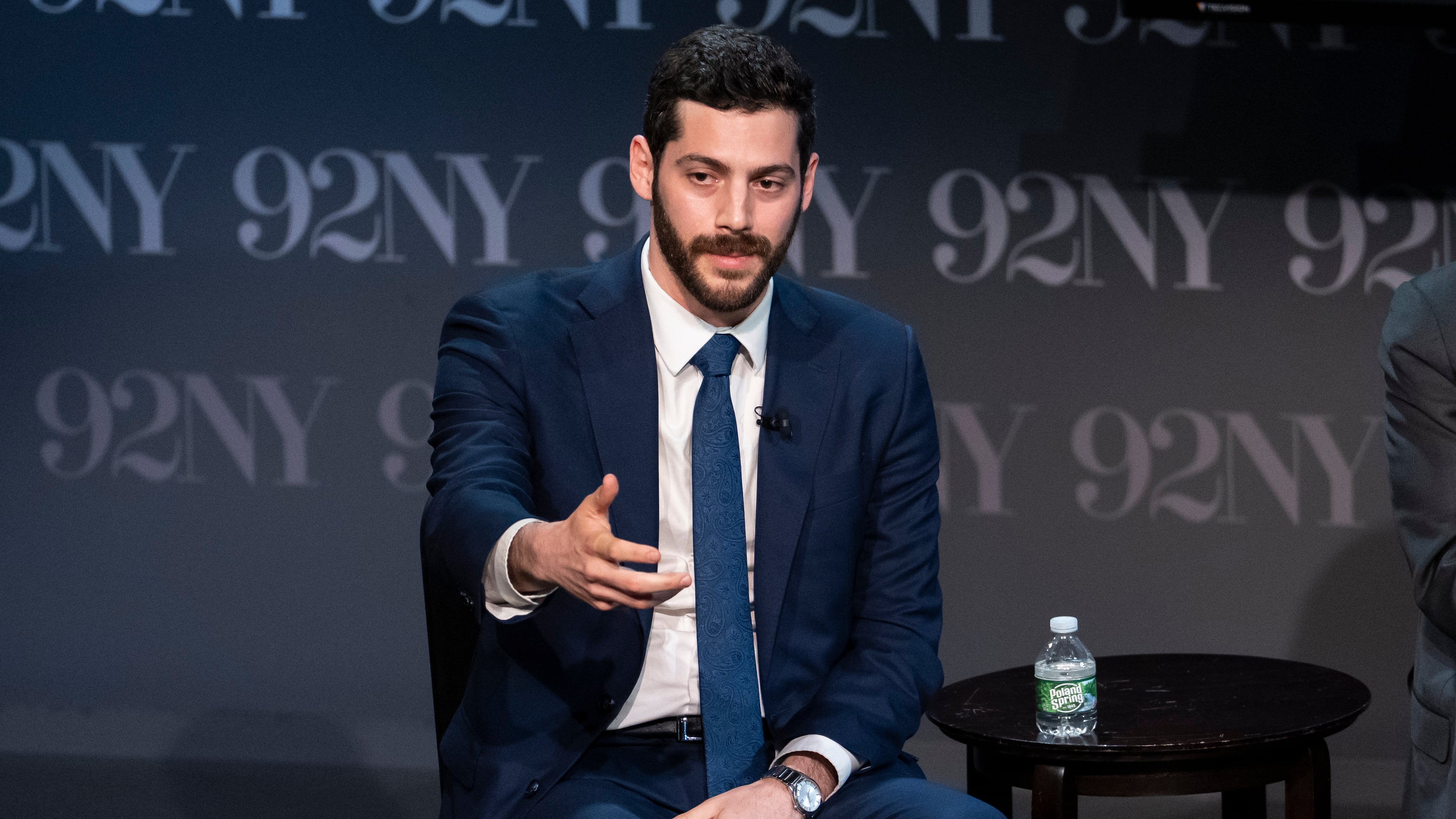 FILE - Alex Bores, democratic candidate in New York's 12th Congressional District, speaks during "NY-12 for Congress: Candidate Forum" at 92NY, April 15, 2026, in New York. (AP Photo/Yuki Iwamura, File)