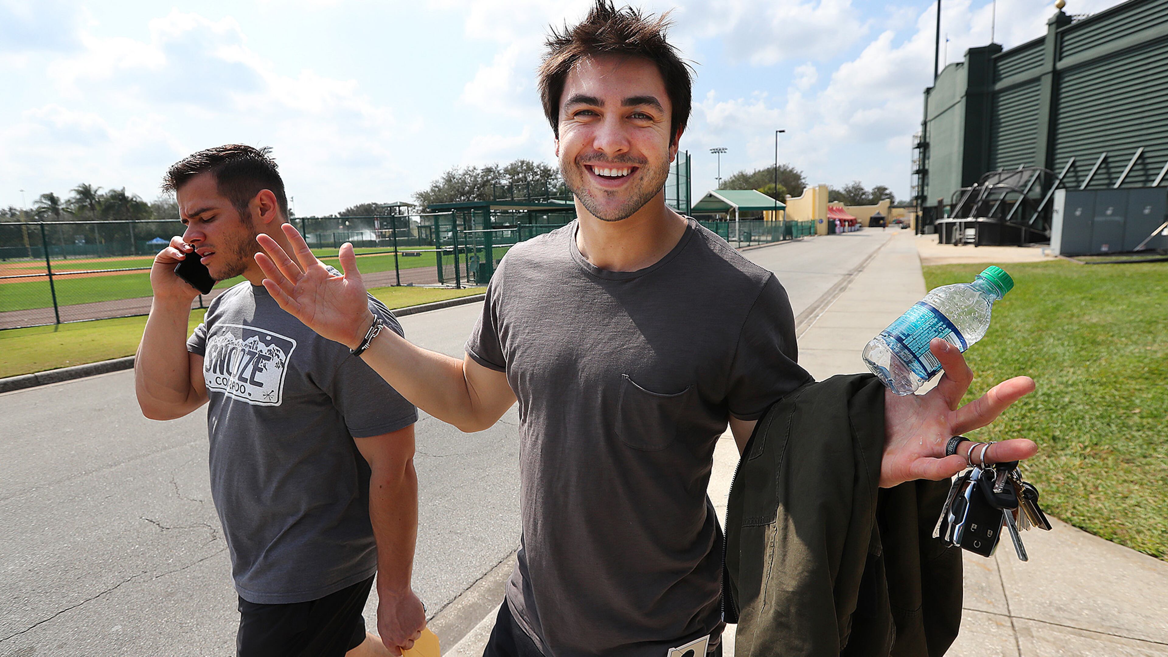 February 14, 2017, Lake Buena Vista, FL: Braves infielder Chase Dââ¬â¢Arnaud is all smiles arriving for spring training as pitchers and catchers report on Tuesday Feb. 14, 2017, at the ESPN Wide World of Sports in Lake Buena Vista. The first pitchers and catchers workout begins tomorrow. Curtis Compton/ccompton@ajc.com