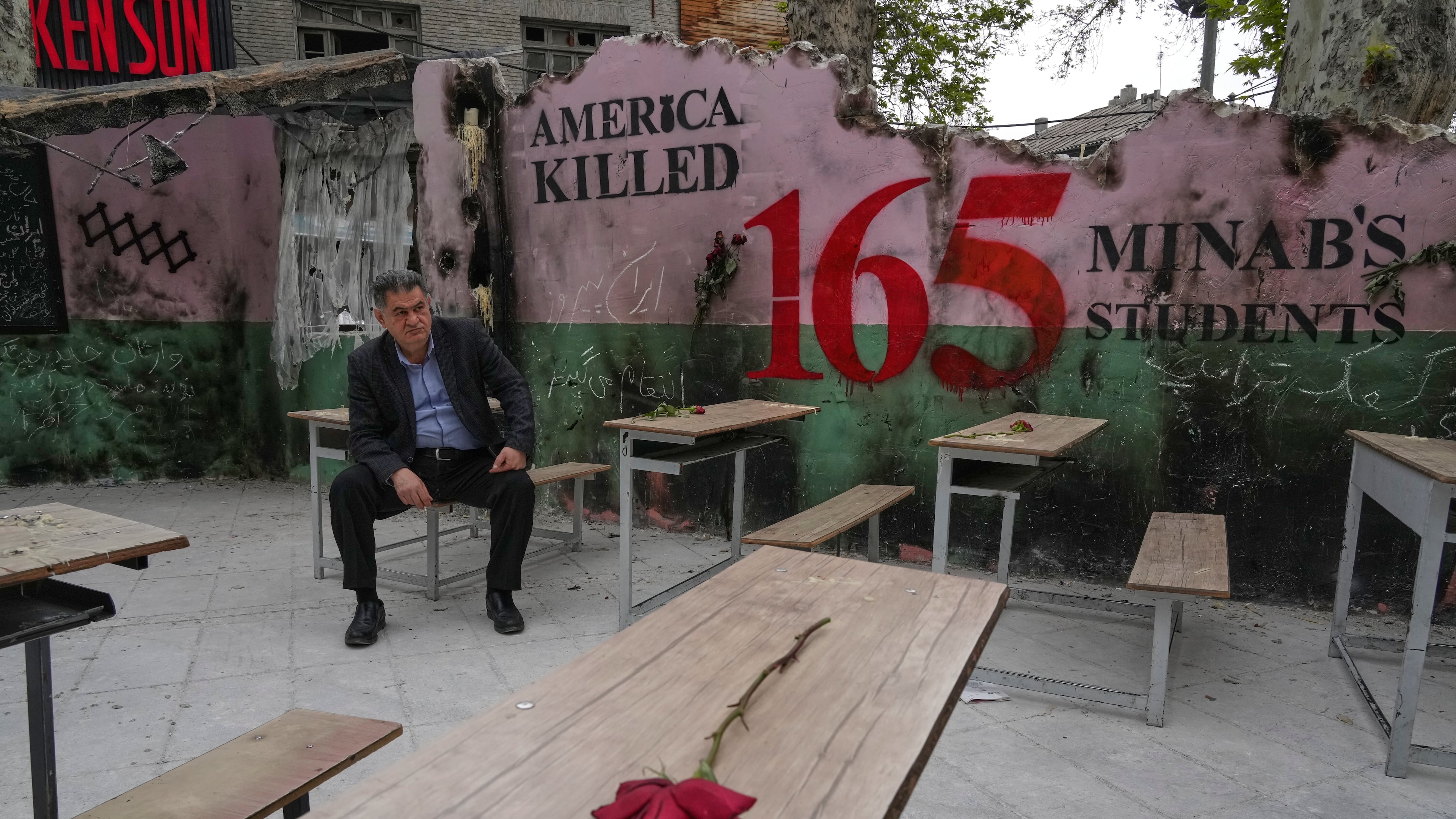 A memorial honors the children who were killed during a February strike on a school in the southern town of Minab in northern Tehran, Iran. (Vahid Salemi/AP)