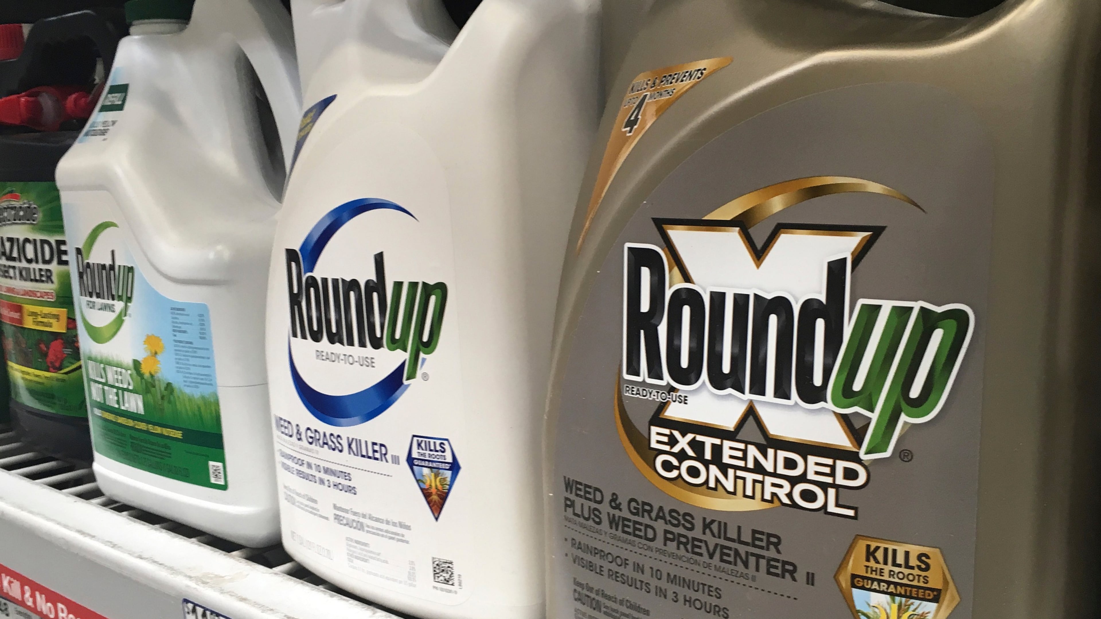 FILE - Containers of Roundup are displayed on a store shelf on Feb. 24, 2019, in San Francisco. (AP Photo/Haven Daley, File)