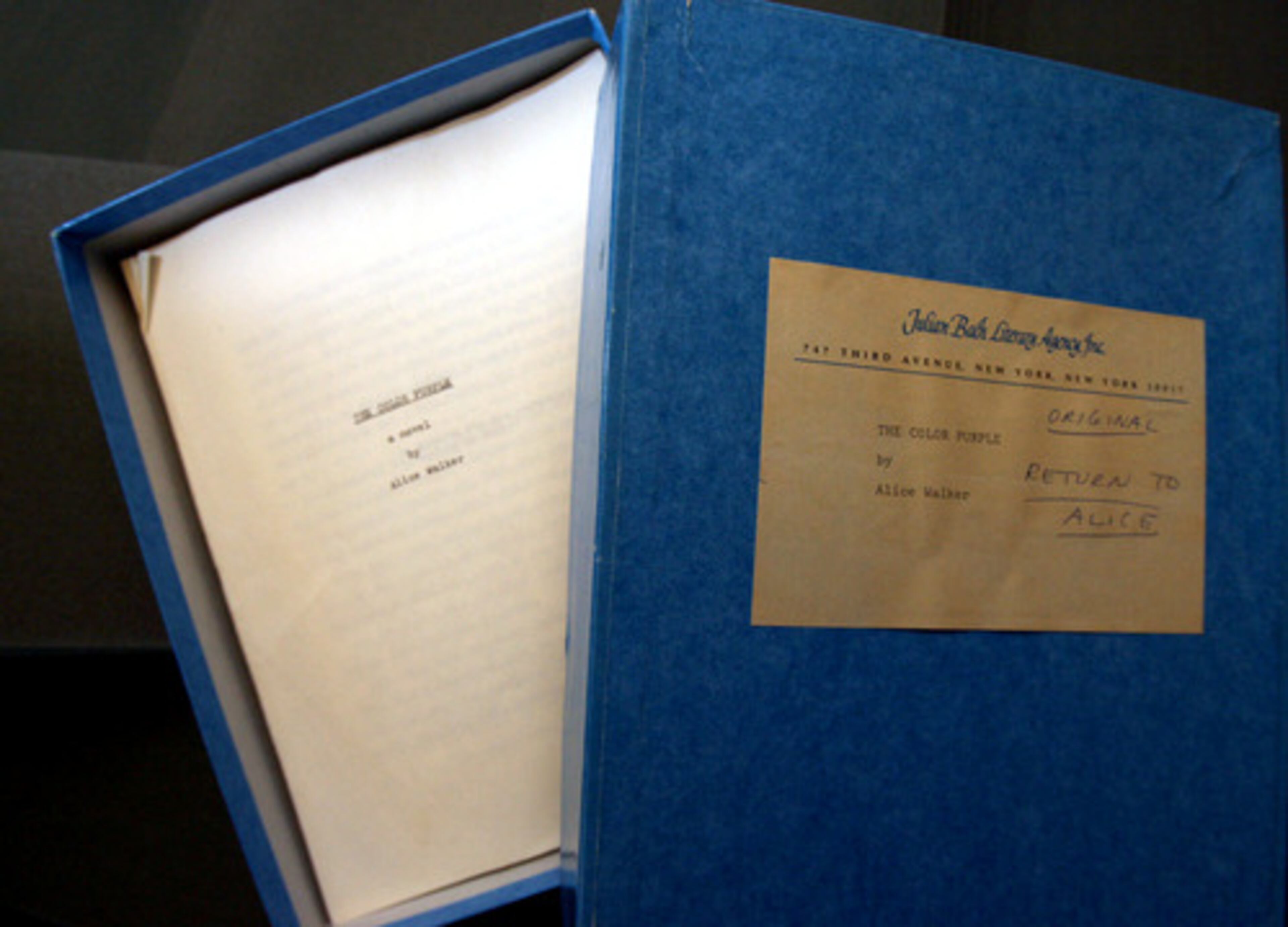 A clean, unmarked manuscript of "The Color Purple" is among the items from novelist and poet Alice Walker's archives that arrived Thursday at Emory University.
