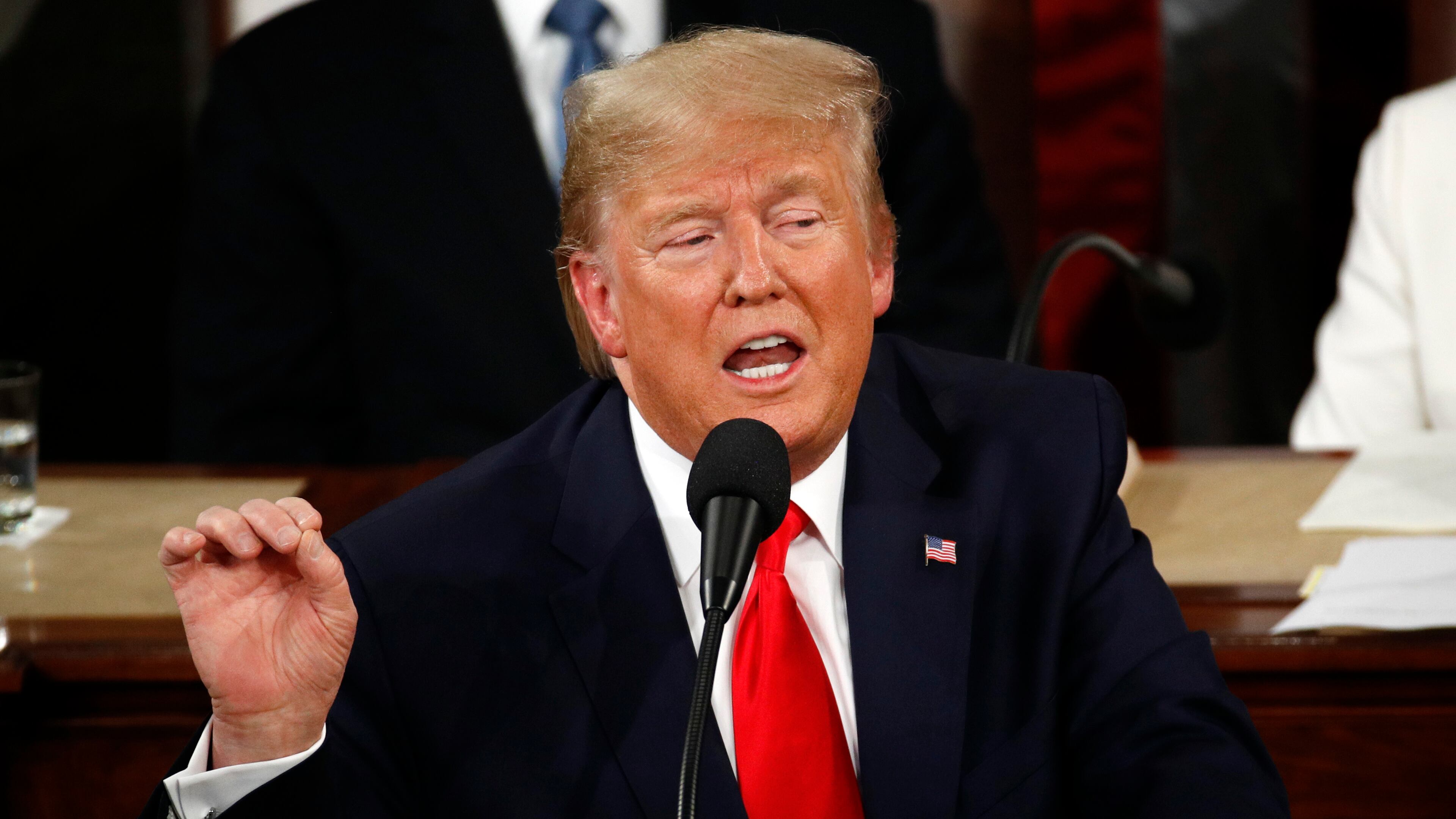 President Donald Trump delivers his State of the Union address to a joint session of Congress on Capitol Hill in Washington, Tuesday, Feb. 4, 2020. (AP Photo/Patrick Semansky)
