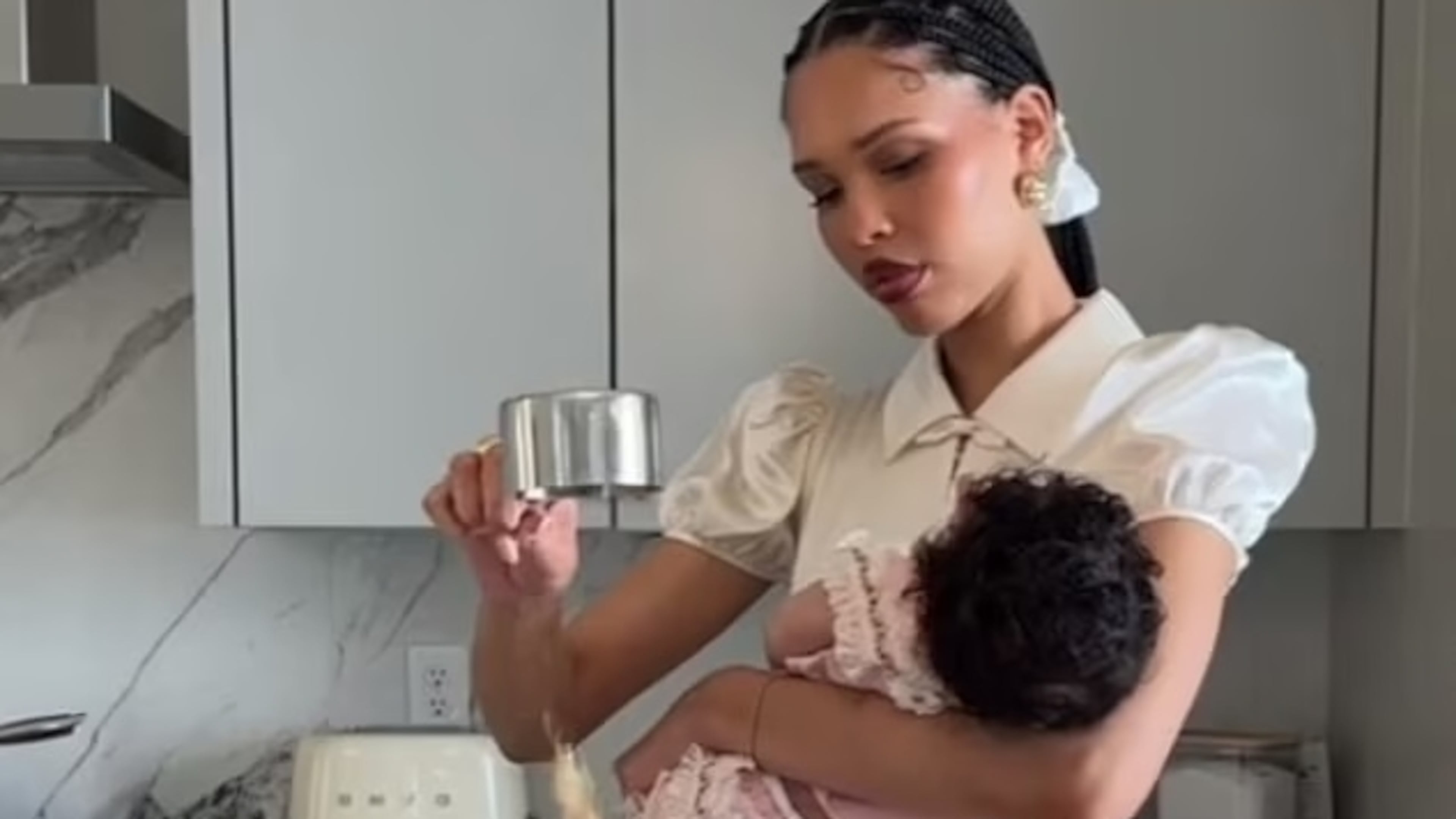 Nara Smith, a model and influencer, is one of the most referenced content creators of the trad wife trend. Though Smith does not claim to be a trad wife, her videos portray a glamorized version of being a stay-at-home mom that are both fun and unsettling. Image Credit: @Nara Smith/ Tik Tok