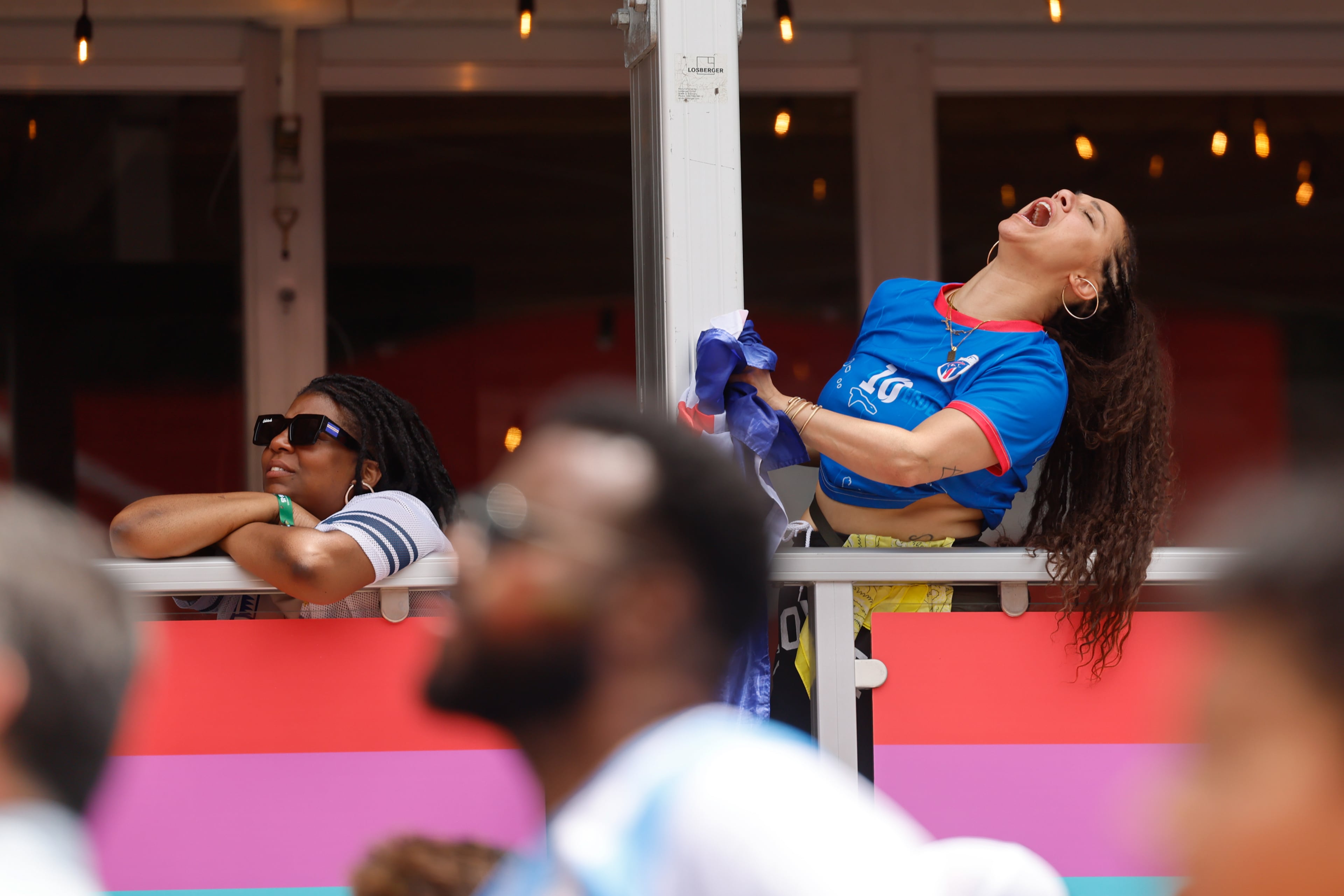 Cape Verde fans react at FIFA Fan Festival in Centennial Olympic Park during the Spain and Cape Verde match at the 2026 FIFA World Cup in Atlanta on June 15, 2026. It’s the first of eight World Cup matches to take place in Atlanta. The match was a 0-0 draw. (Arvin Temkar/AJC)