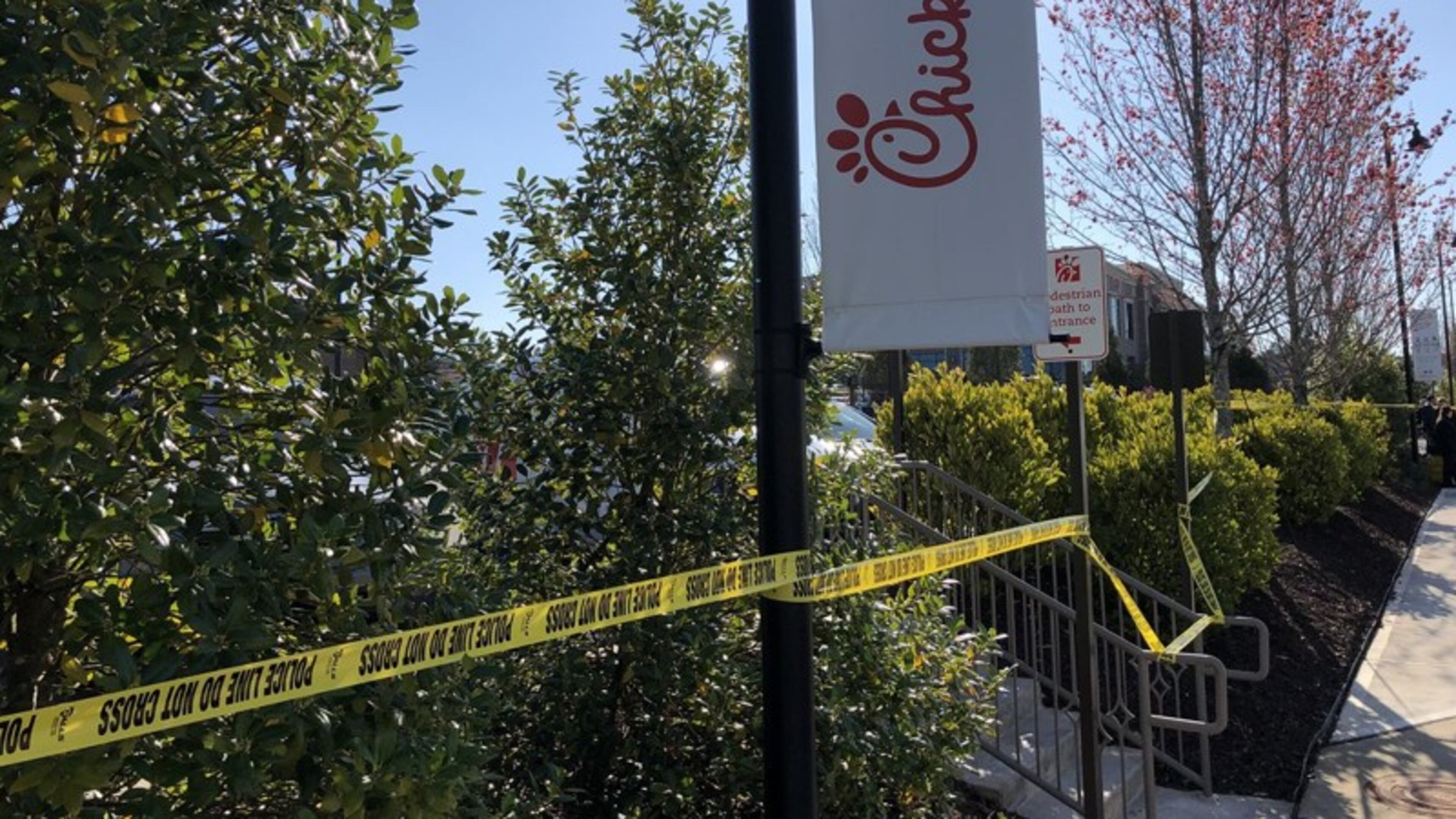 Crime-scene tape was in place Thursday at a Chick-fil-A in Alpharetta.