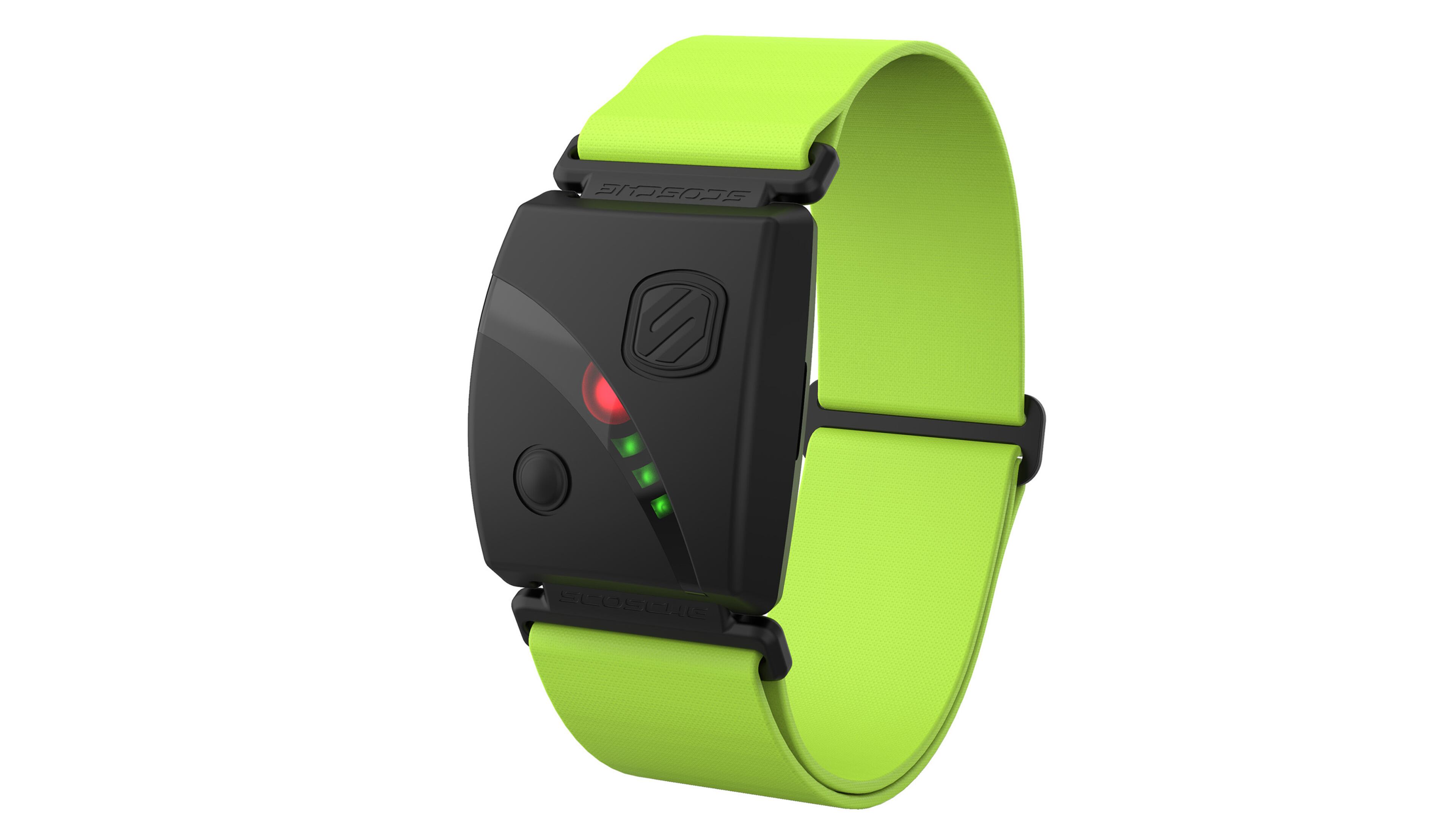 The Scosche Rhythm24 waterproof armband heart rate monitor features technology with green and yellow optical sensors, which provide accurate measurements for people with any skin tone to maximize their workouts. (Handout/TNS)