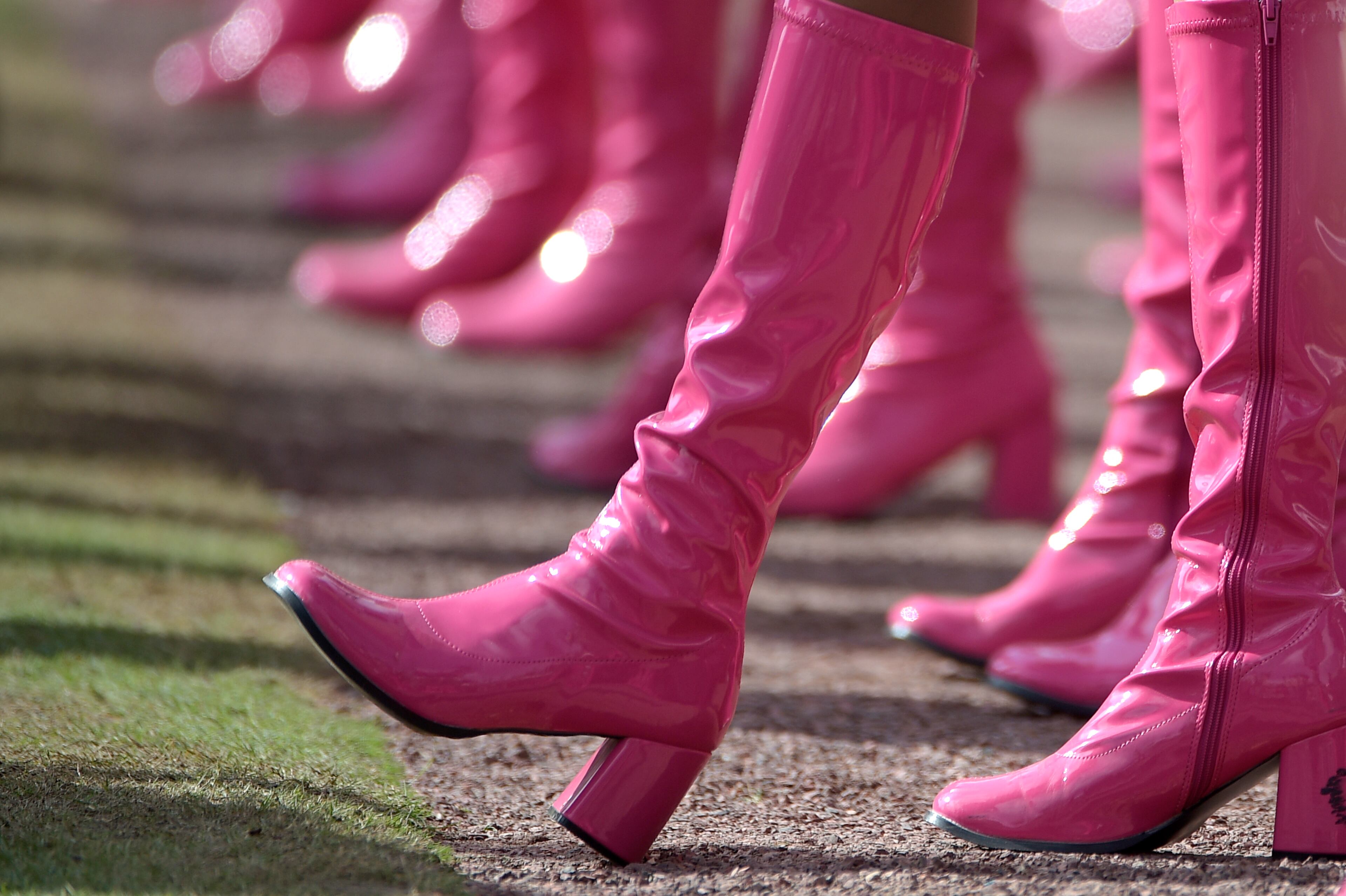 The Jacksonville Jaguars cheerleaders perform wearing pink in support of Breast Cancer Awareness Month during the second half an NFL football game against the Houston Texans in Jacksonville, Fla., Sunday, Oct. 18, 2015. (AP Photo/Phelan M. Ebenhack)
