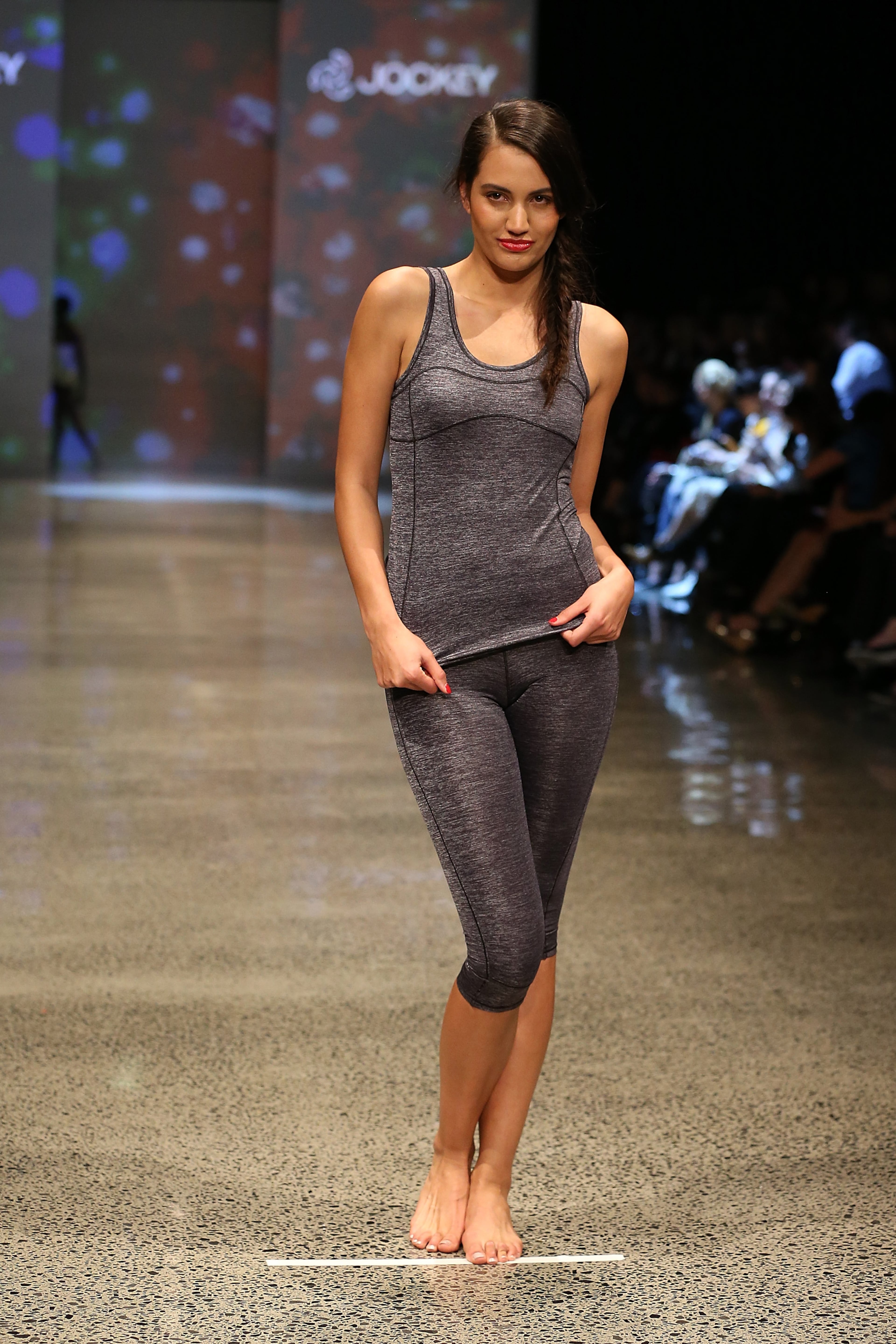 AUCKLAND, NEW ZEALAND - AUGUST 28: A model showcases designs by Jockey in the Resene Designer Selection by Woman's Day at New Zealand Fashion Week 2014 on August 28, 2014 in Auckland, New Zealand. (Photo by Fiona Goodall/Getty Images)