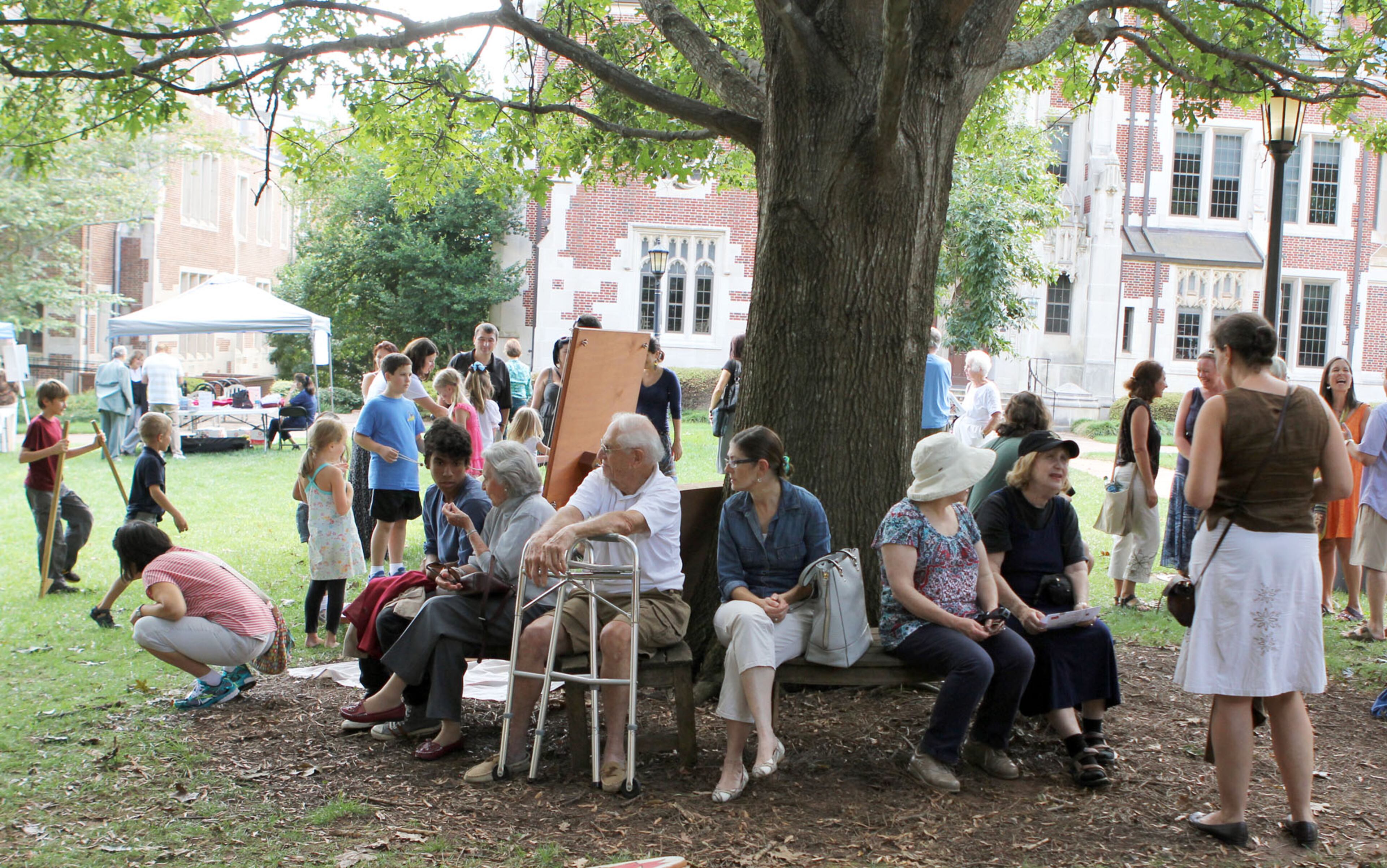 A small group gathers to enjoy the Atlanta Hungarian Festival on the campus of Agnes Scott College on Sunday, Sept. 22, 2013.